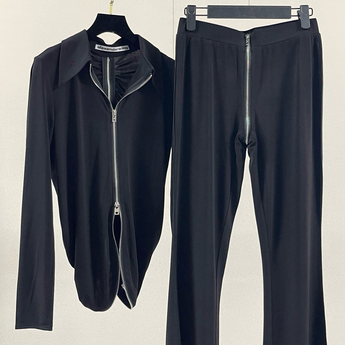 Alexander Wang Black Zip Blouse Set