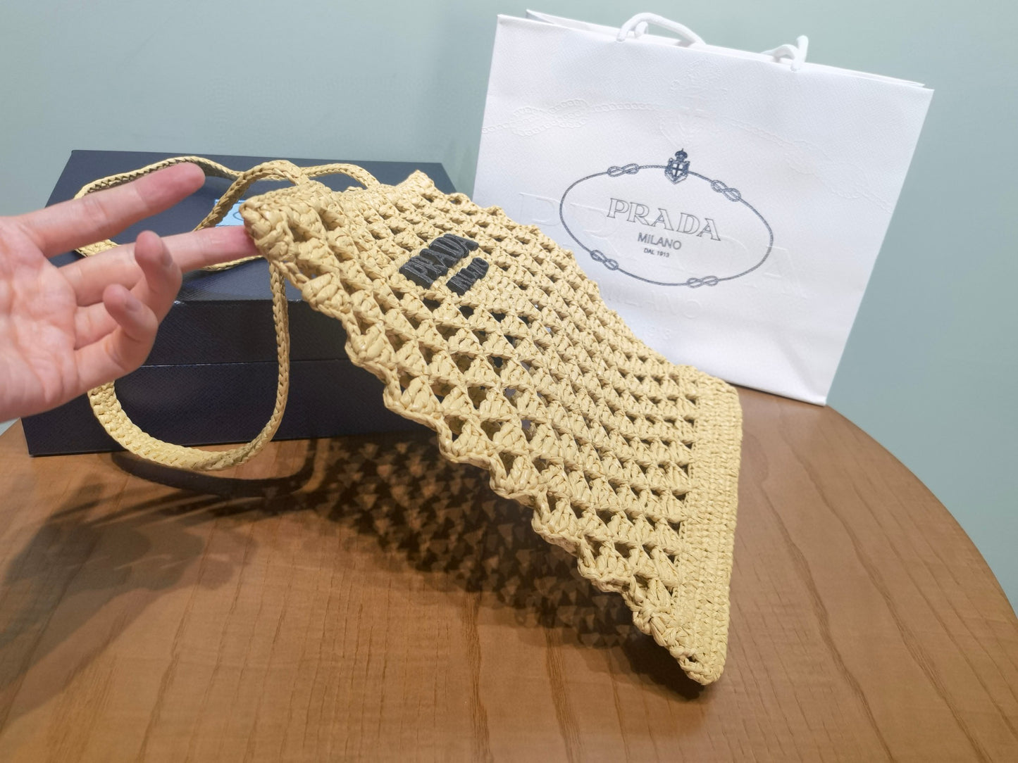 PD Raffia Crochet Tote Bag