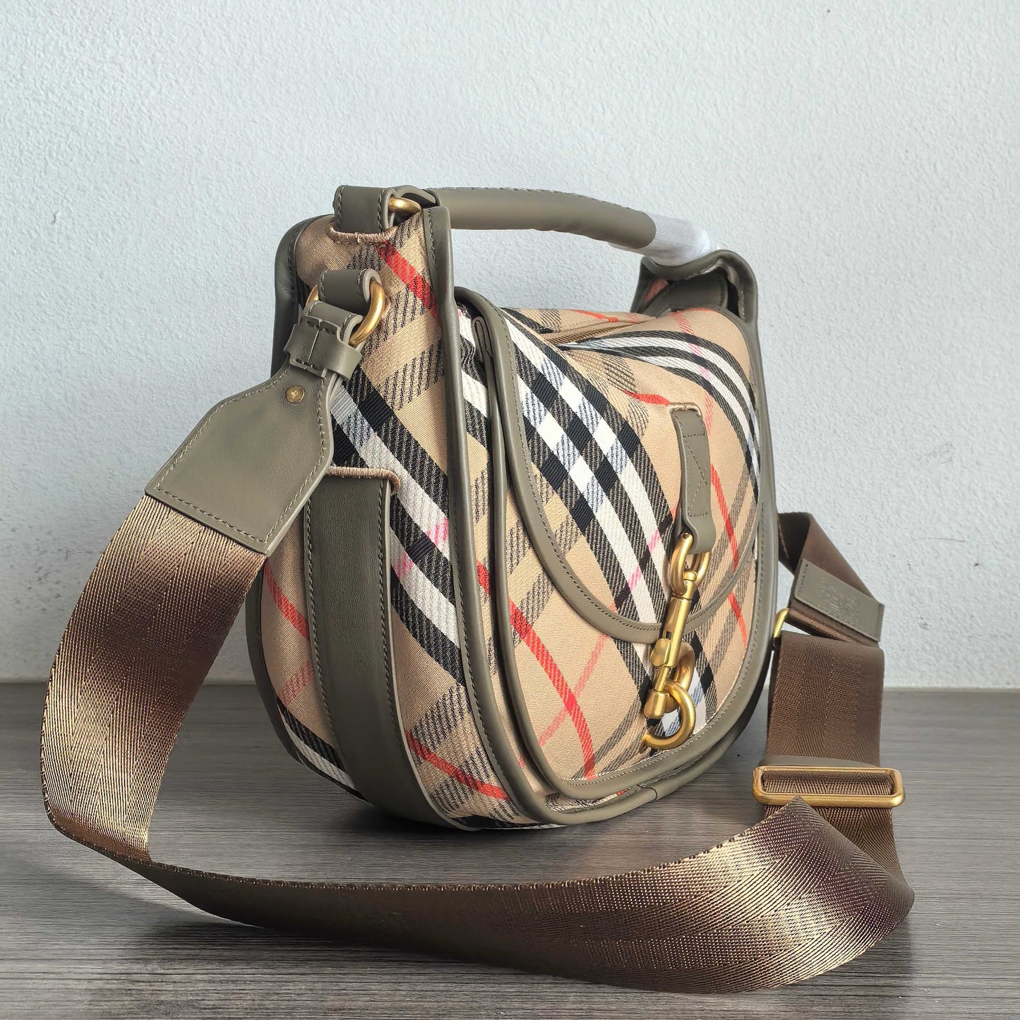 Burberry Small B-Clip Check Messenger Bag