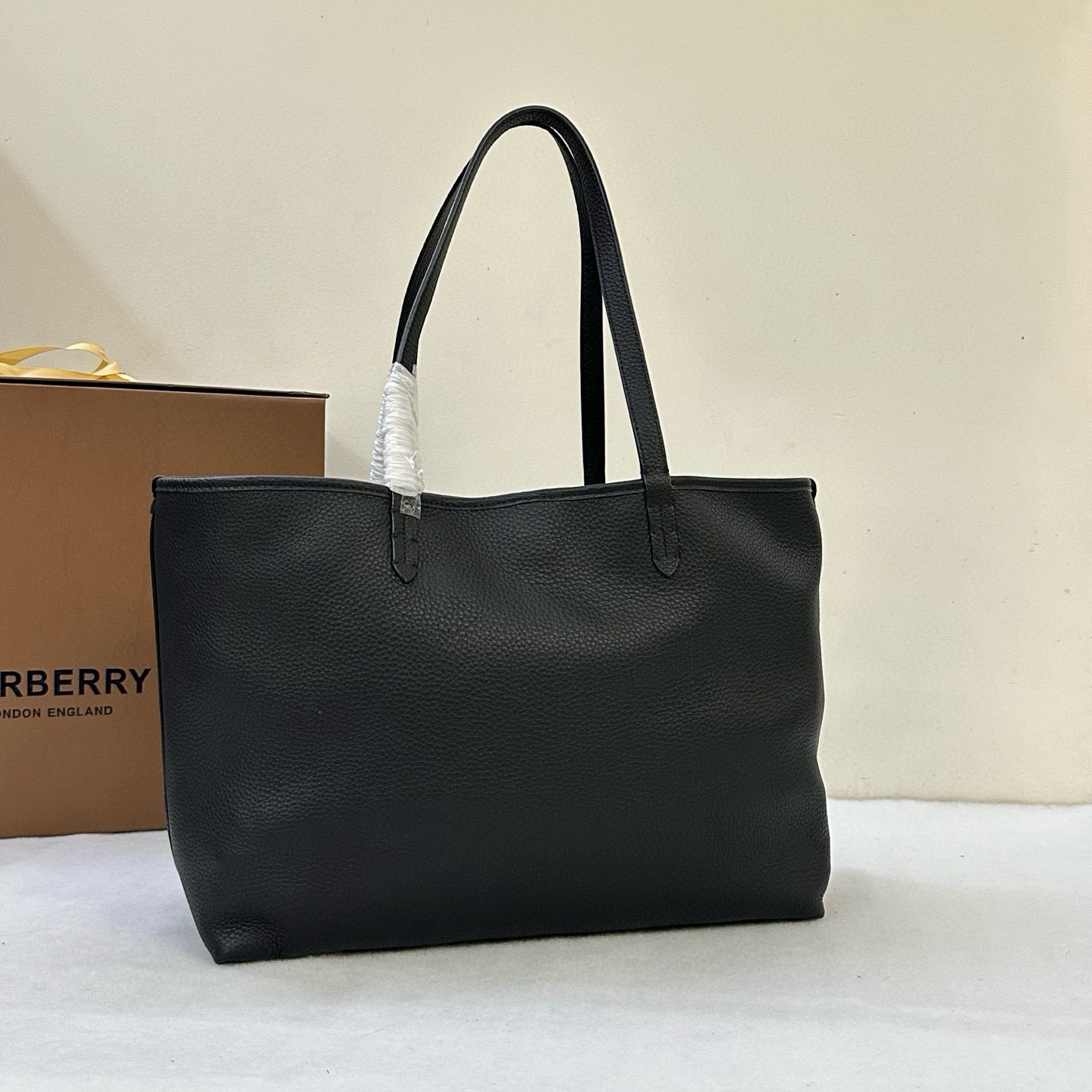 BB Black Leather Tote Bag