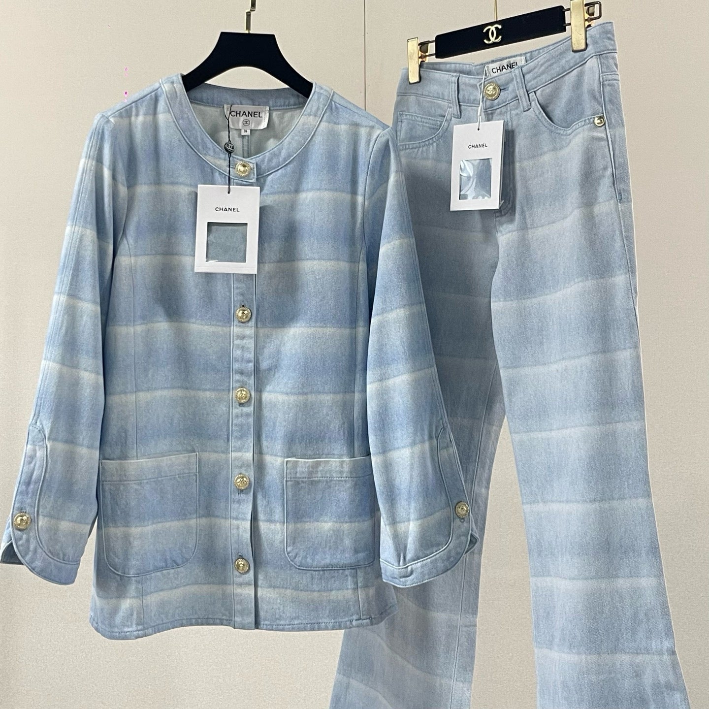 Chanel Denim Jacket With Pants Set