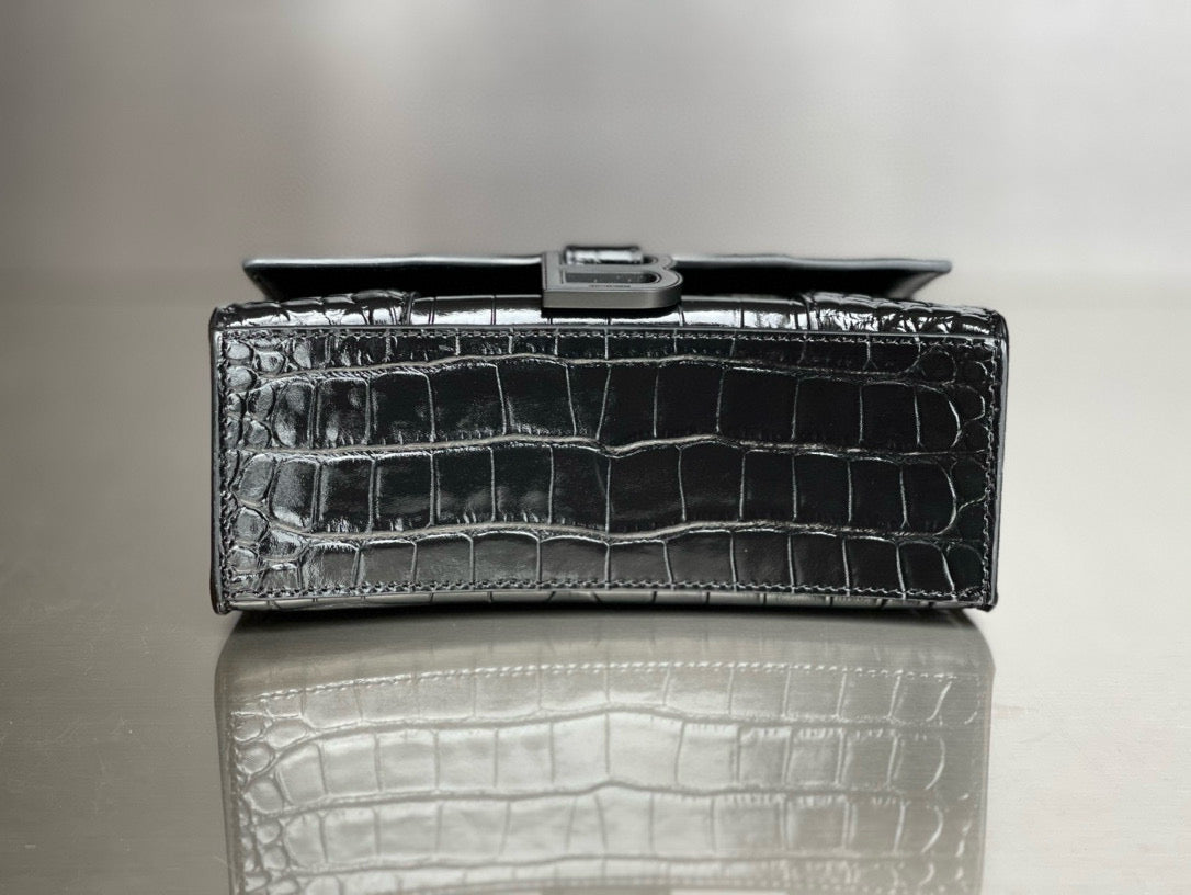 BLCG Hourglass Crocodile Top-handle Handbag(19x8x21cm)