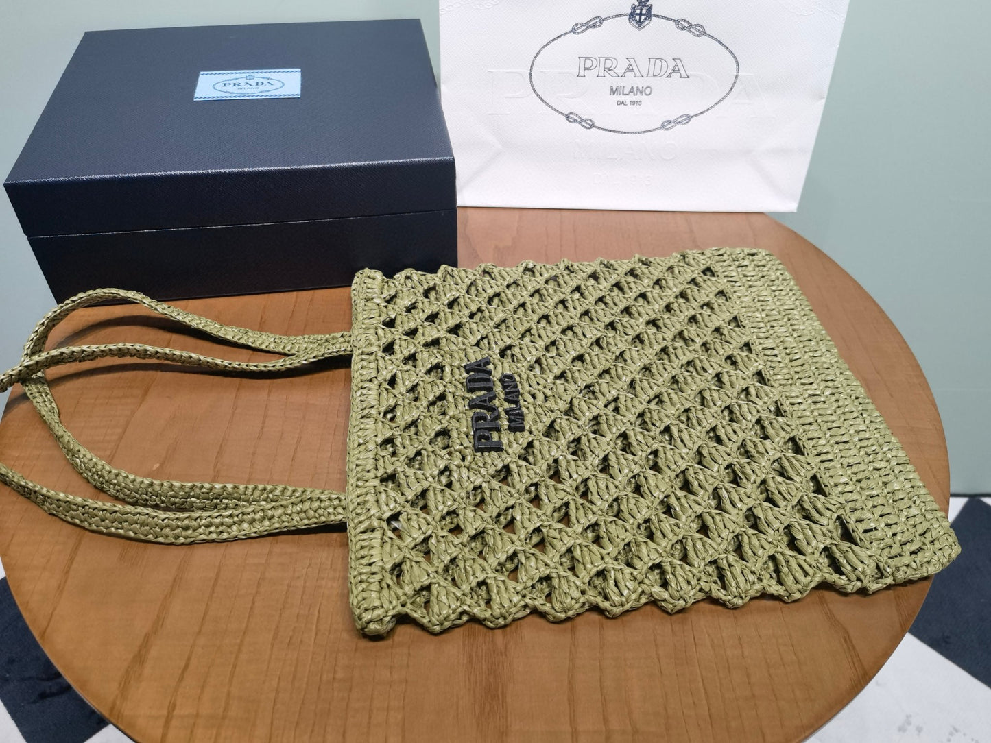 PD Raffia Crochet Tote Bag