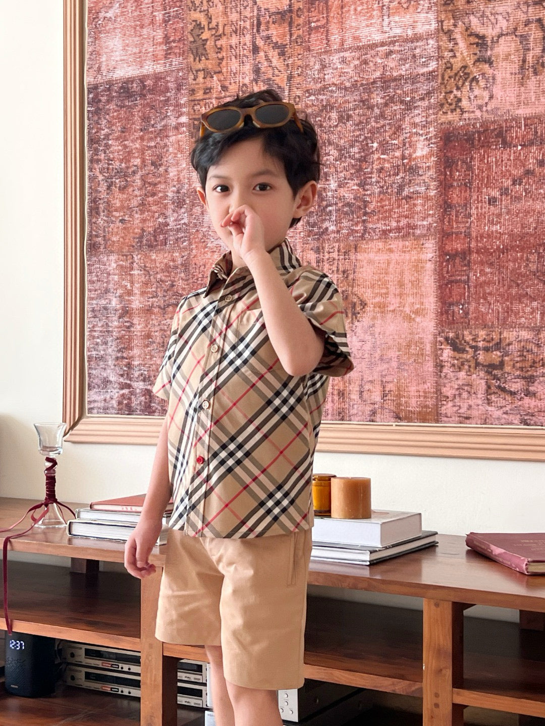 Burberry Shirt/Short Pant Set