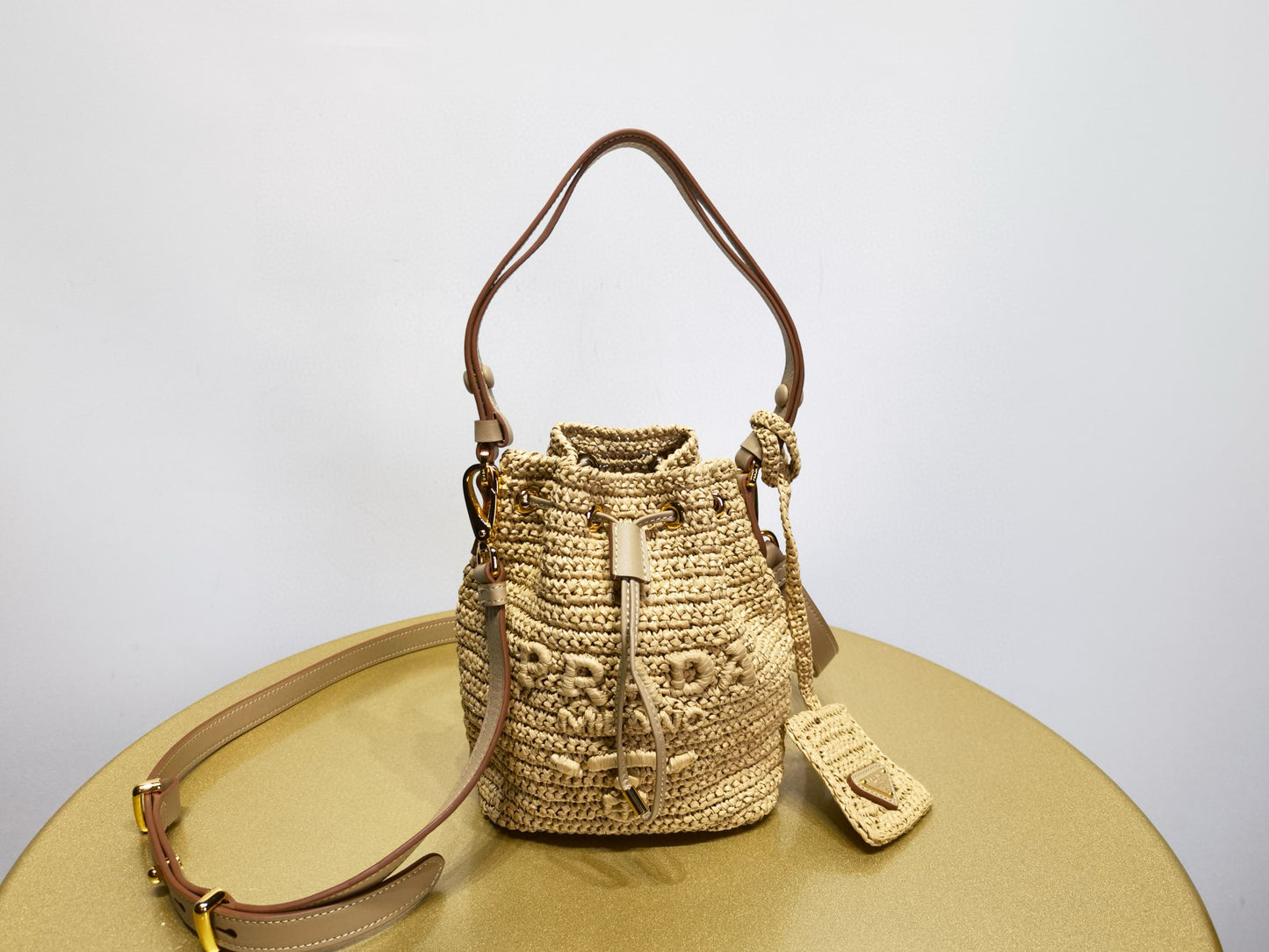 PD Raffia Bucket Bag