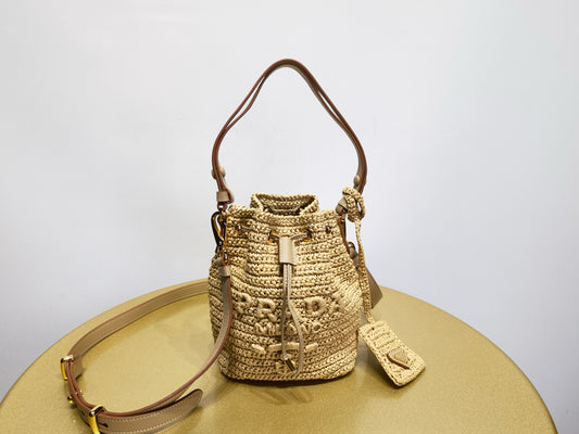 PD Raffia Bucket Bag