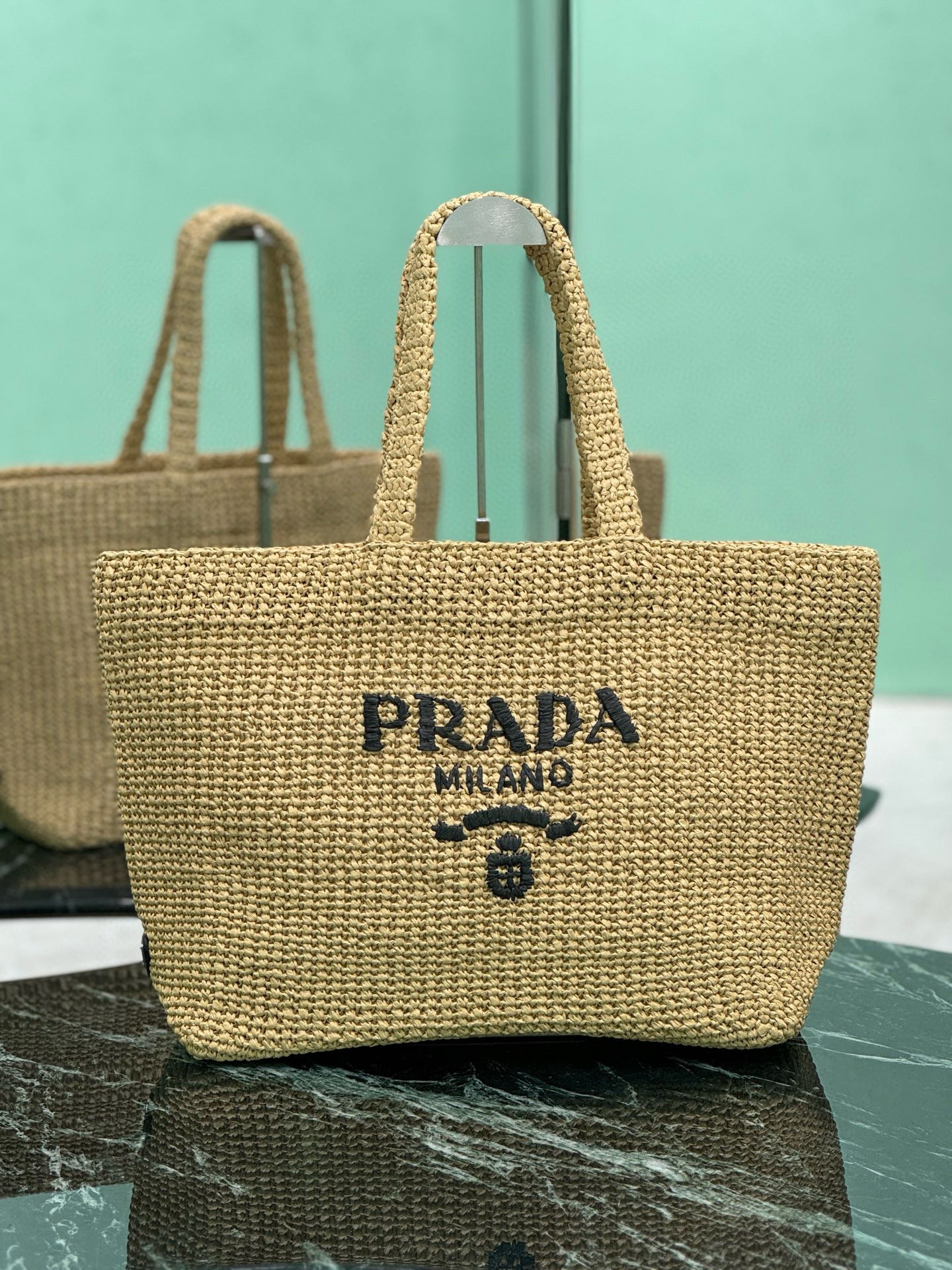 Prada Raffia Tote Bag