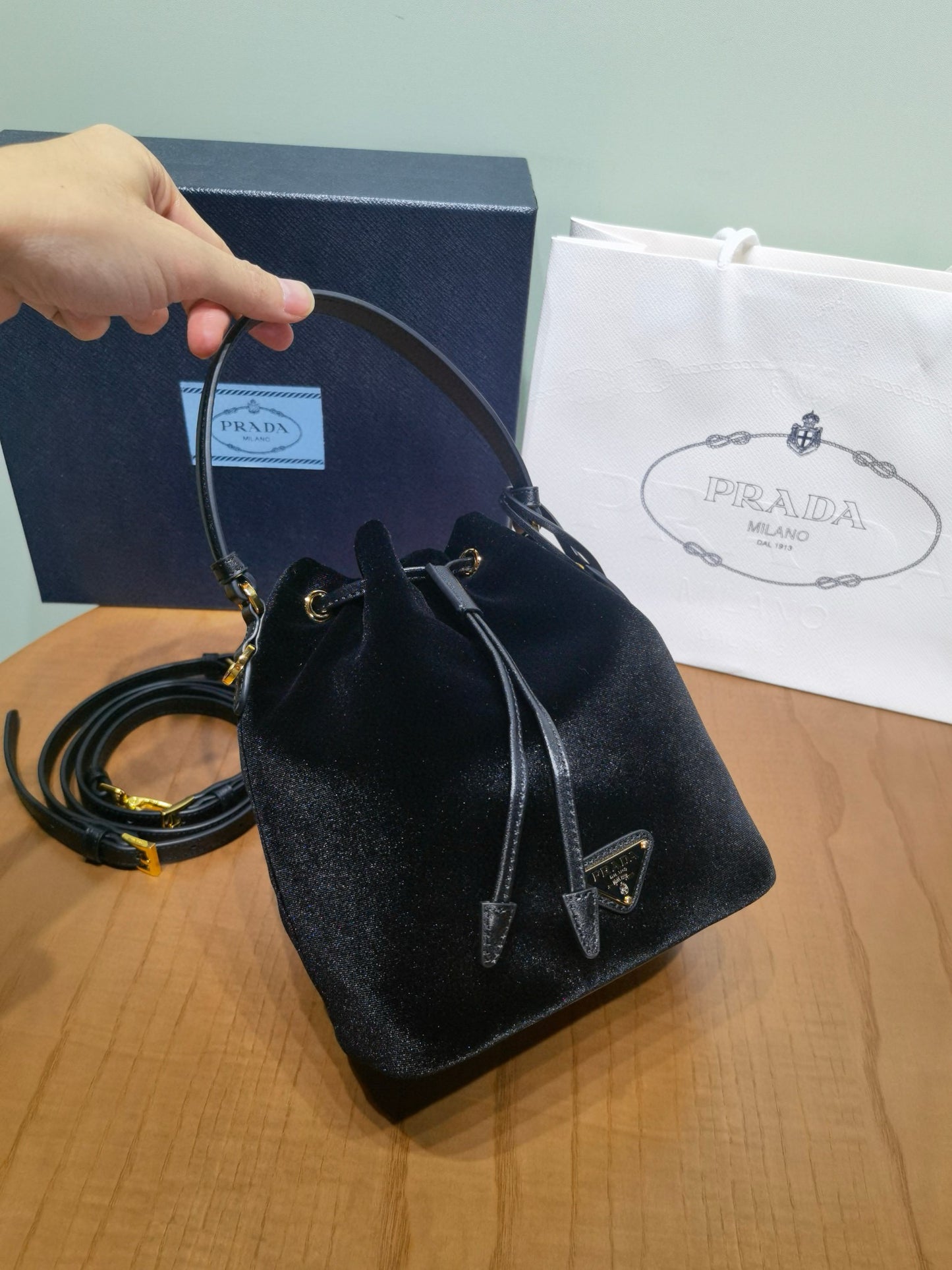 PD Mini Velvet Bag With Nappa Leather