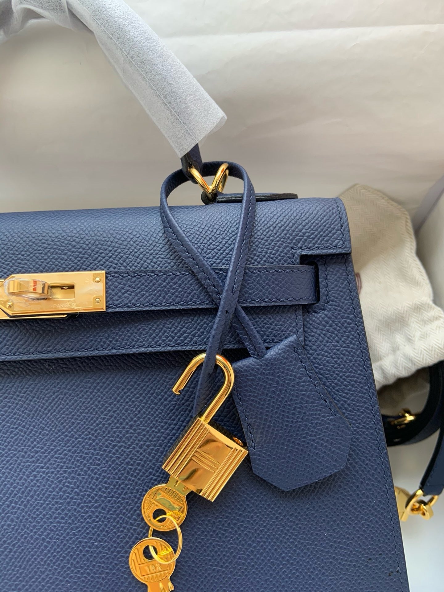 Hermes Kelly, 25cm, Deep Blue, Epsom