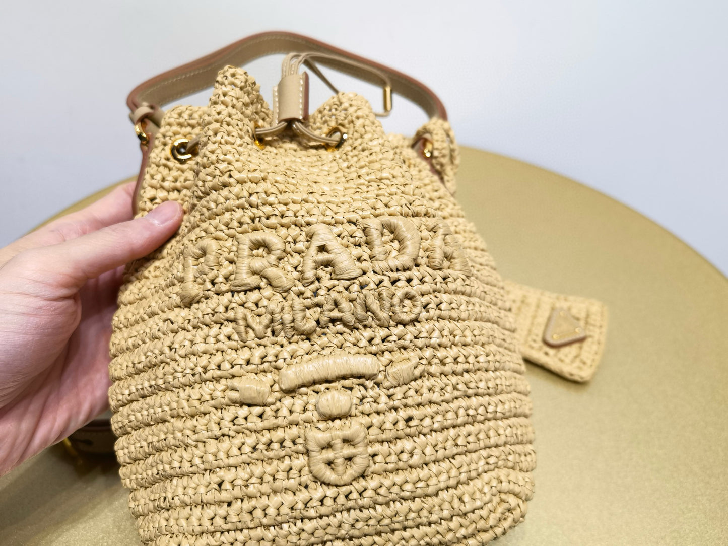 PD Raffia Bucket Bag