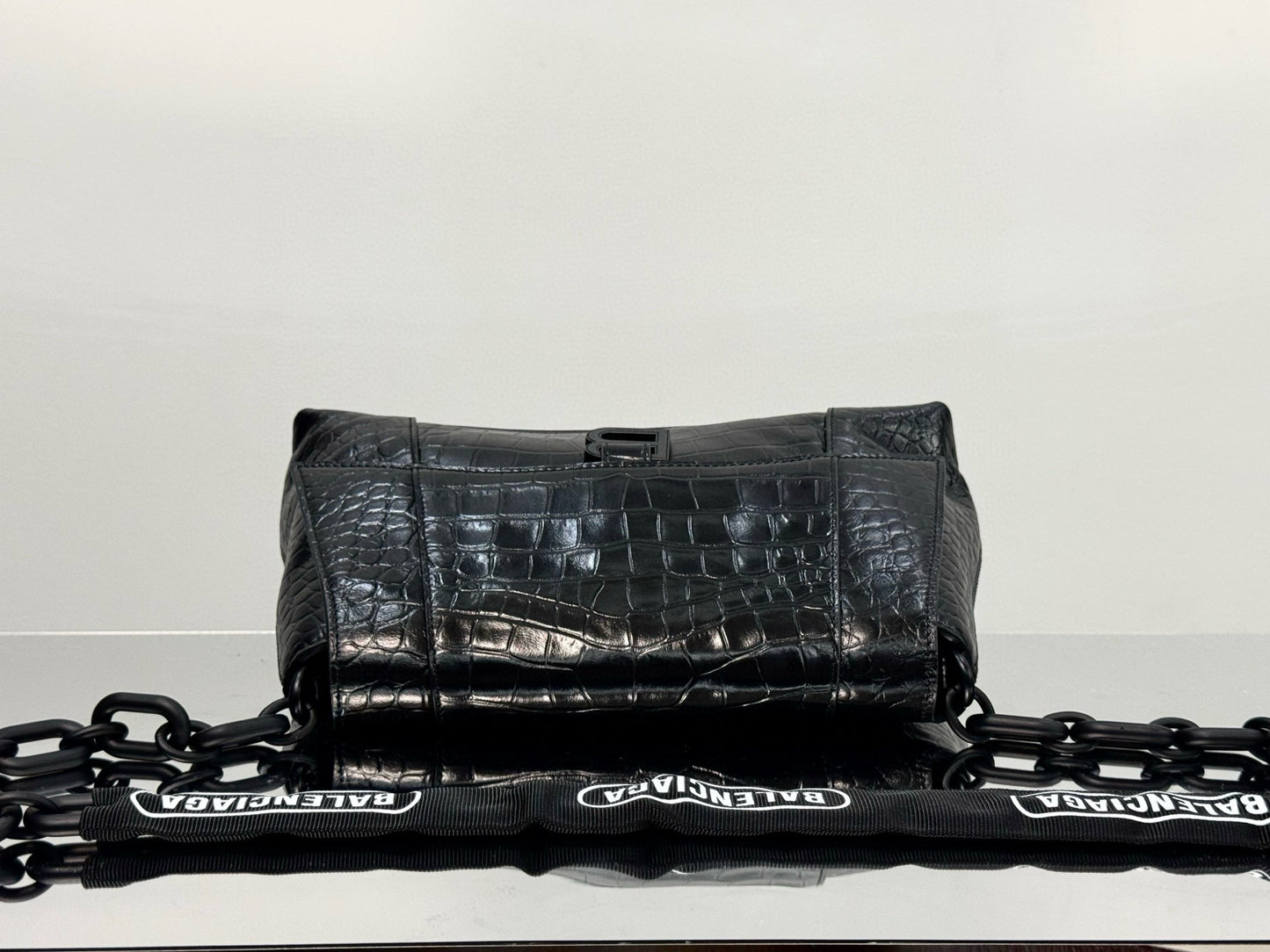 BLCG Downtown Chain-Handle Crocodile Embossed Shoulder Bag