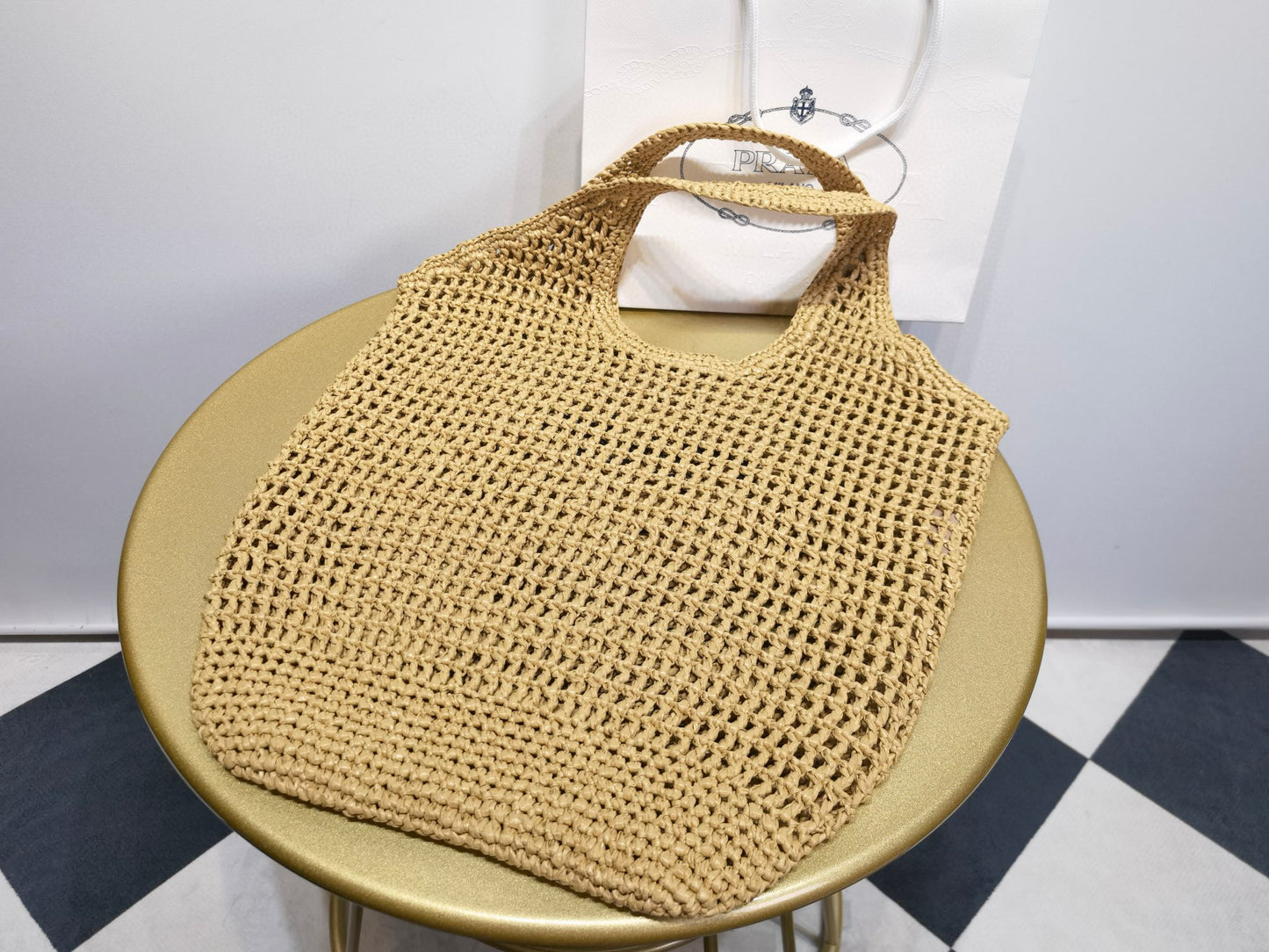 PD Raffia Crochet Tote Bag