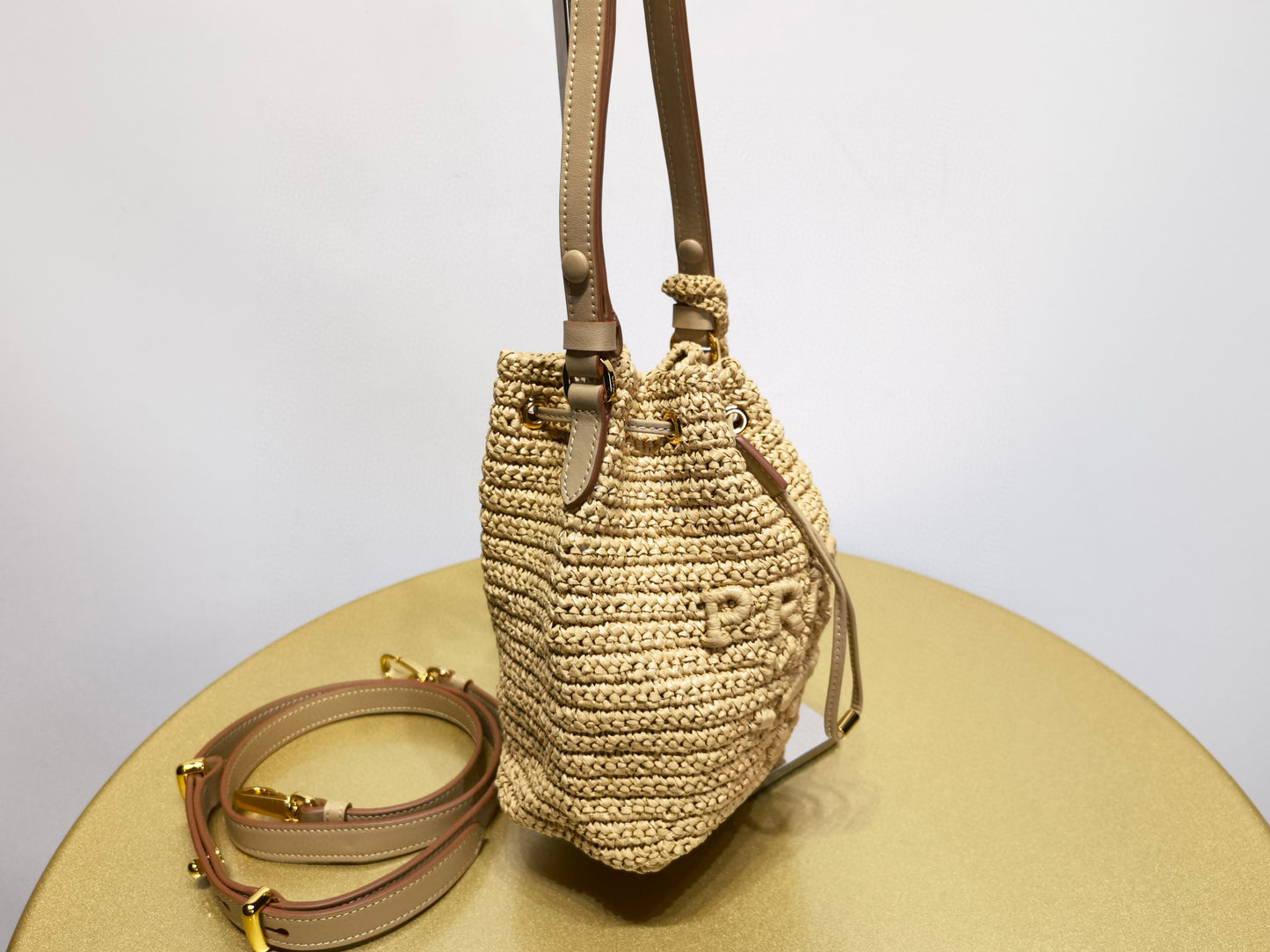 PD Raffia Bucket Bag