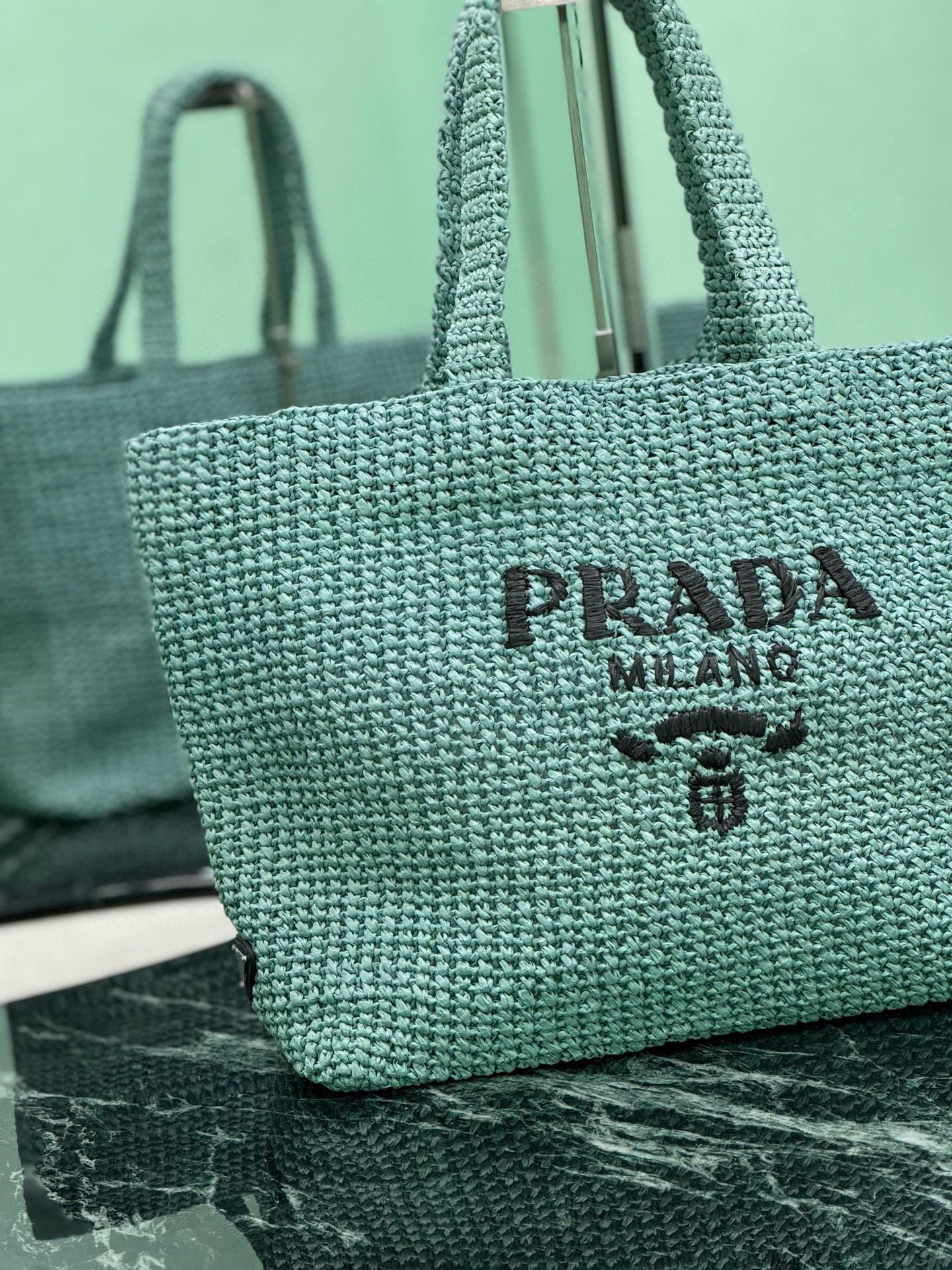 Prada Raffia Tote Bag