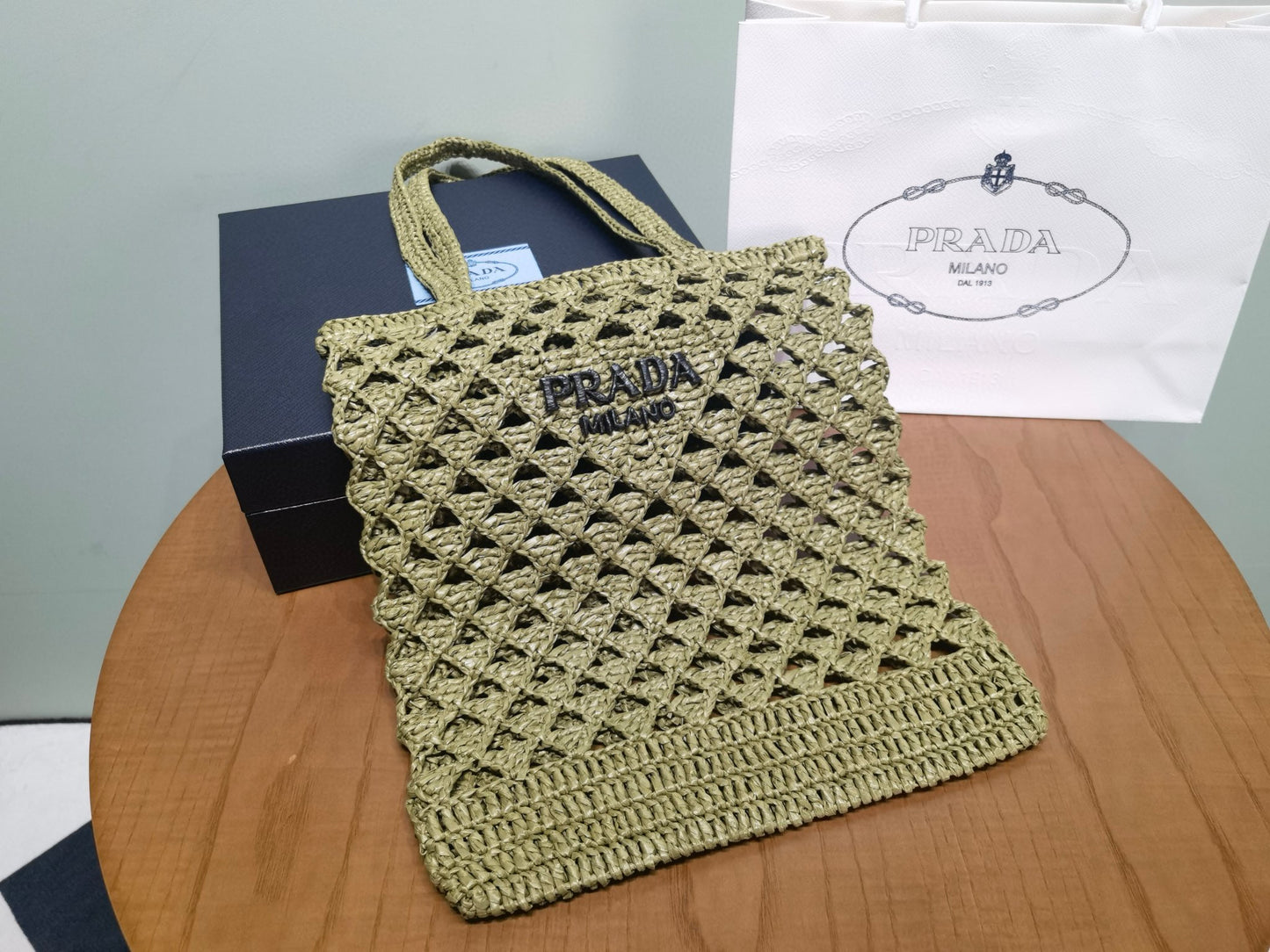 PD Raffia Crochet Tote Bag