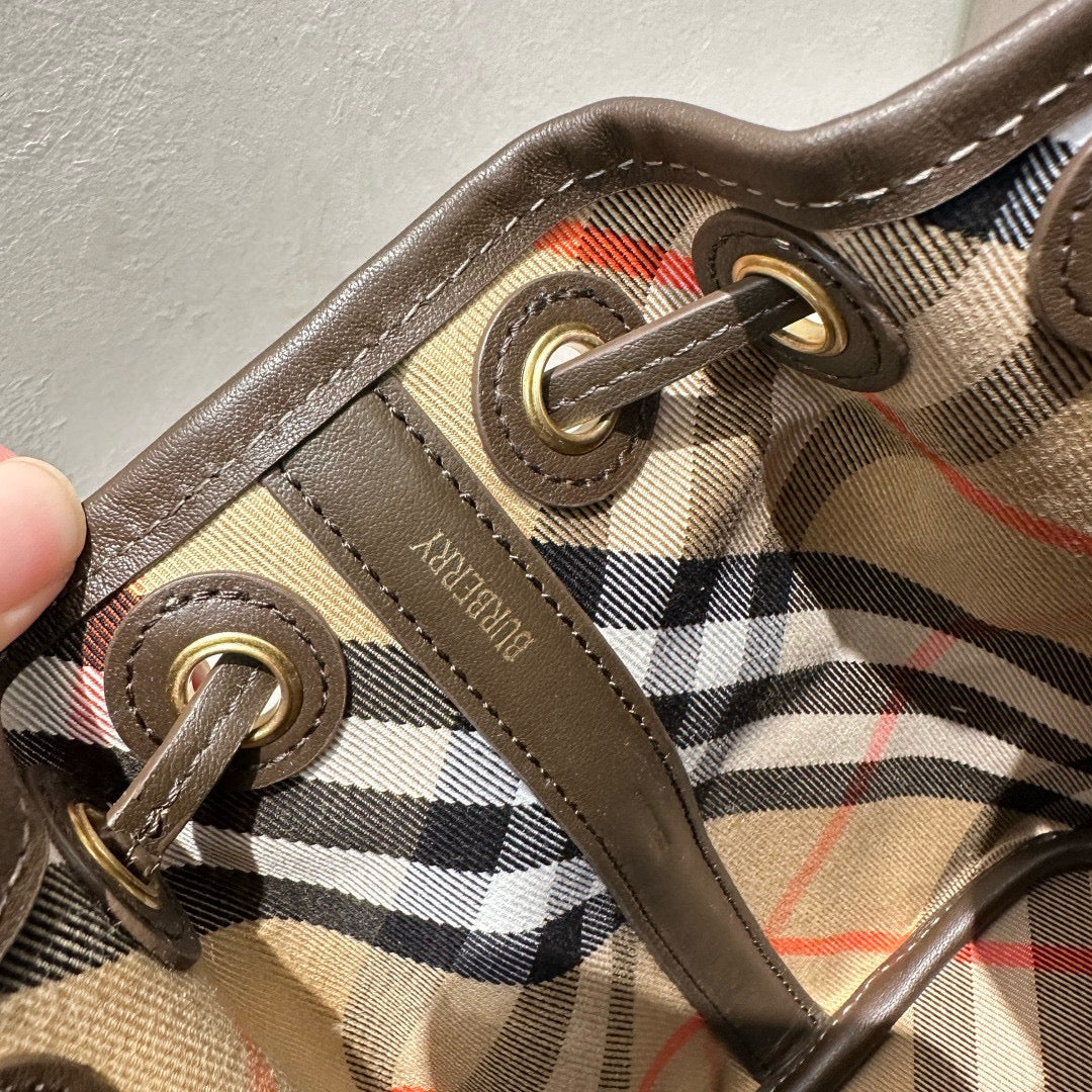 Burberry Check Cotton Mini Bucket Bag