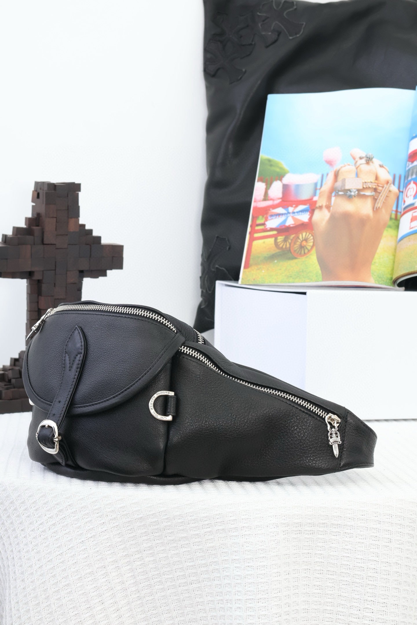 CH Black Leather Snat Pack Waist Bag