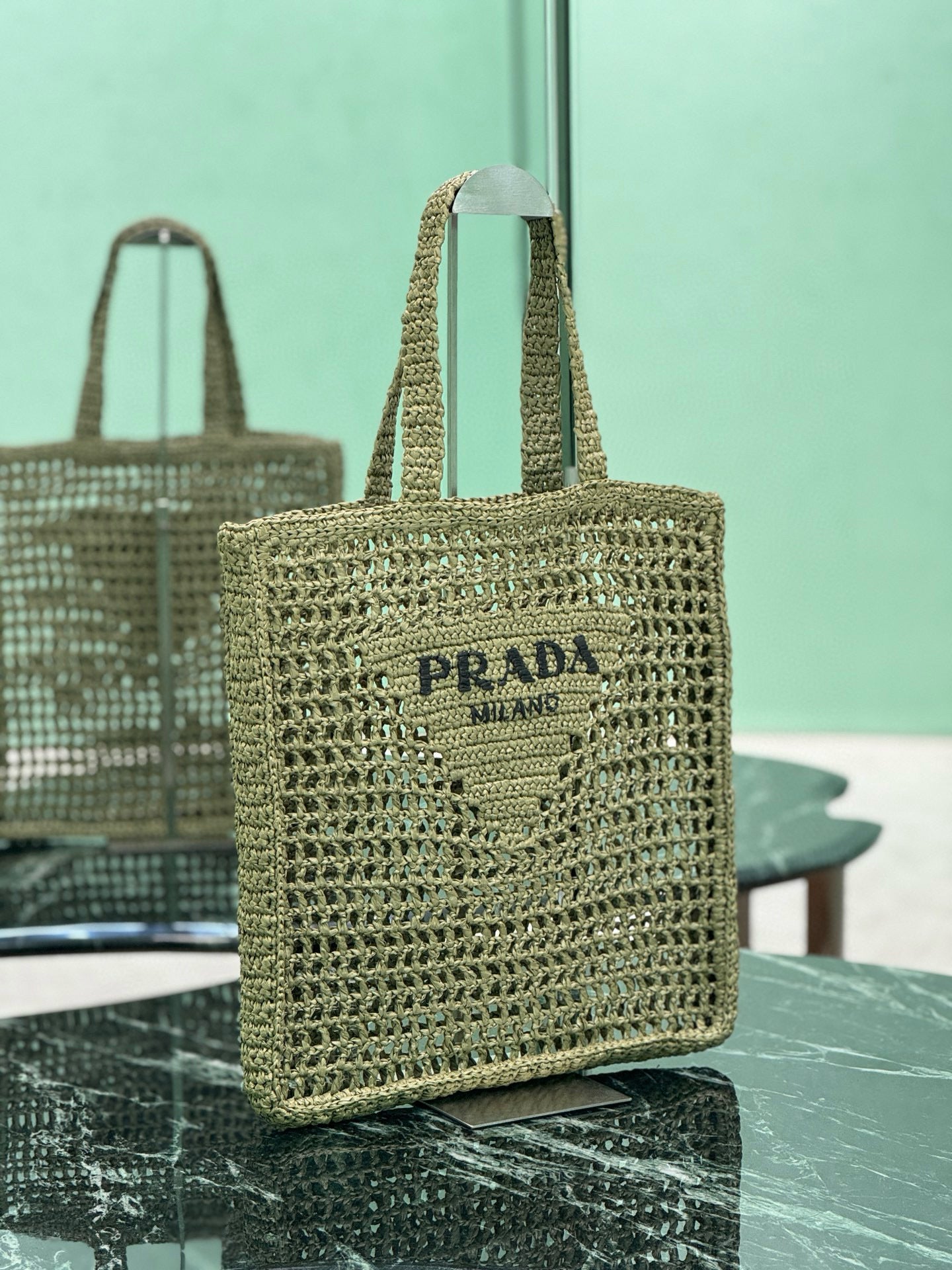 Prada Raffia Tote Bag