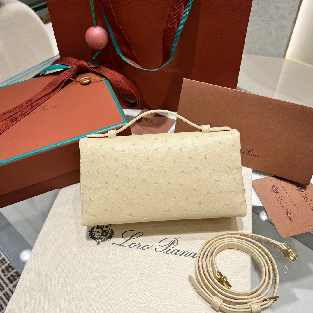 LP Extra Pocket L19 Ostrich Leather Bag