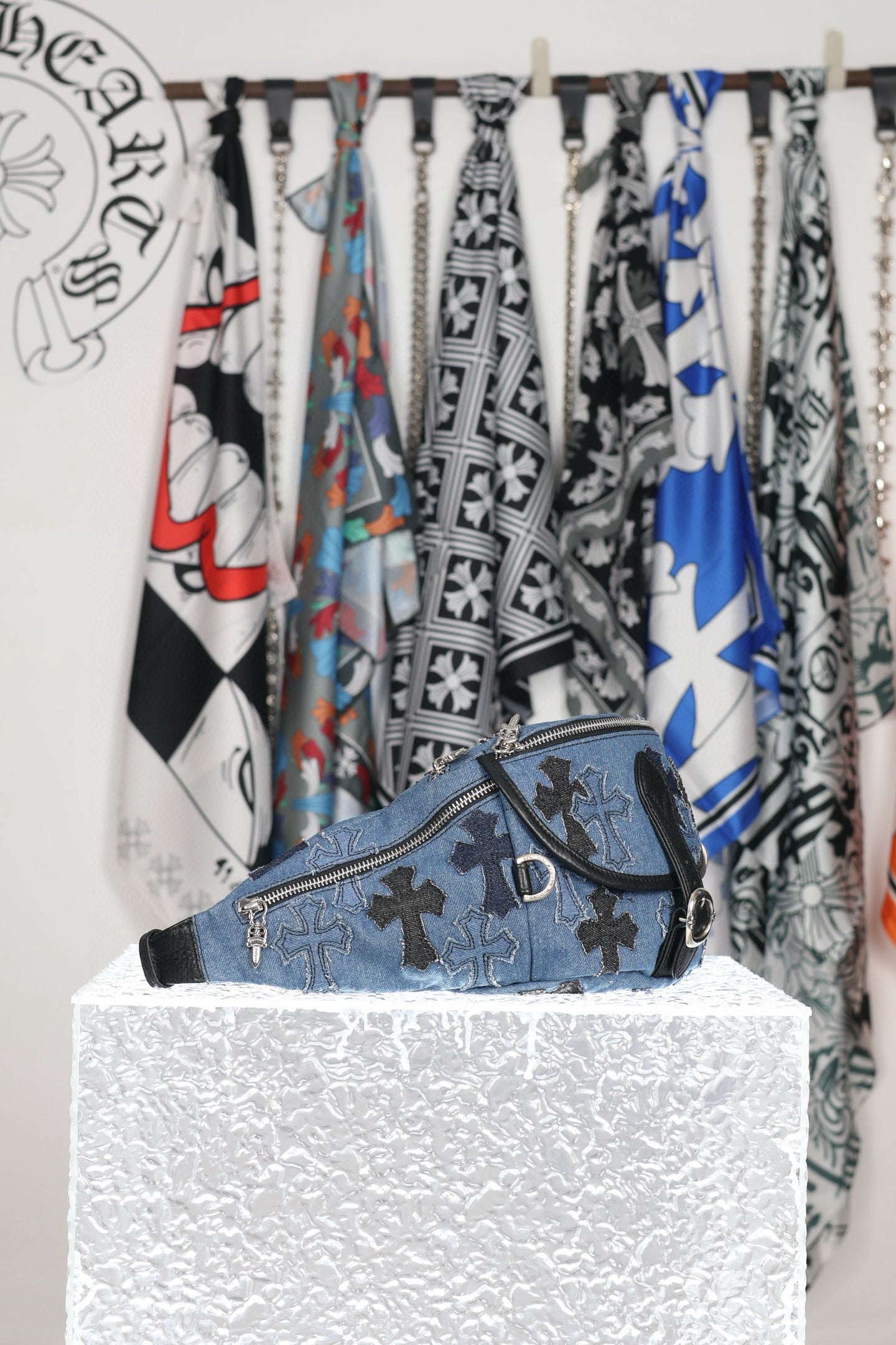 CH Denim Cross Patch Belt Bag