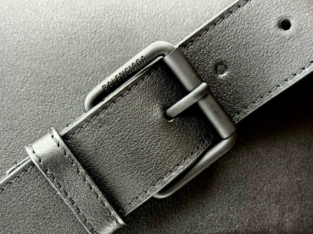 BLCG Hourglass Black Leather Downtown Shoulder Bag(30x17.3x10cm)