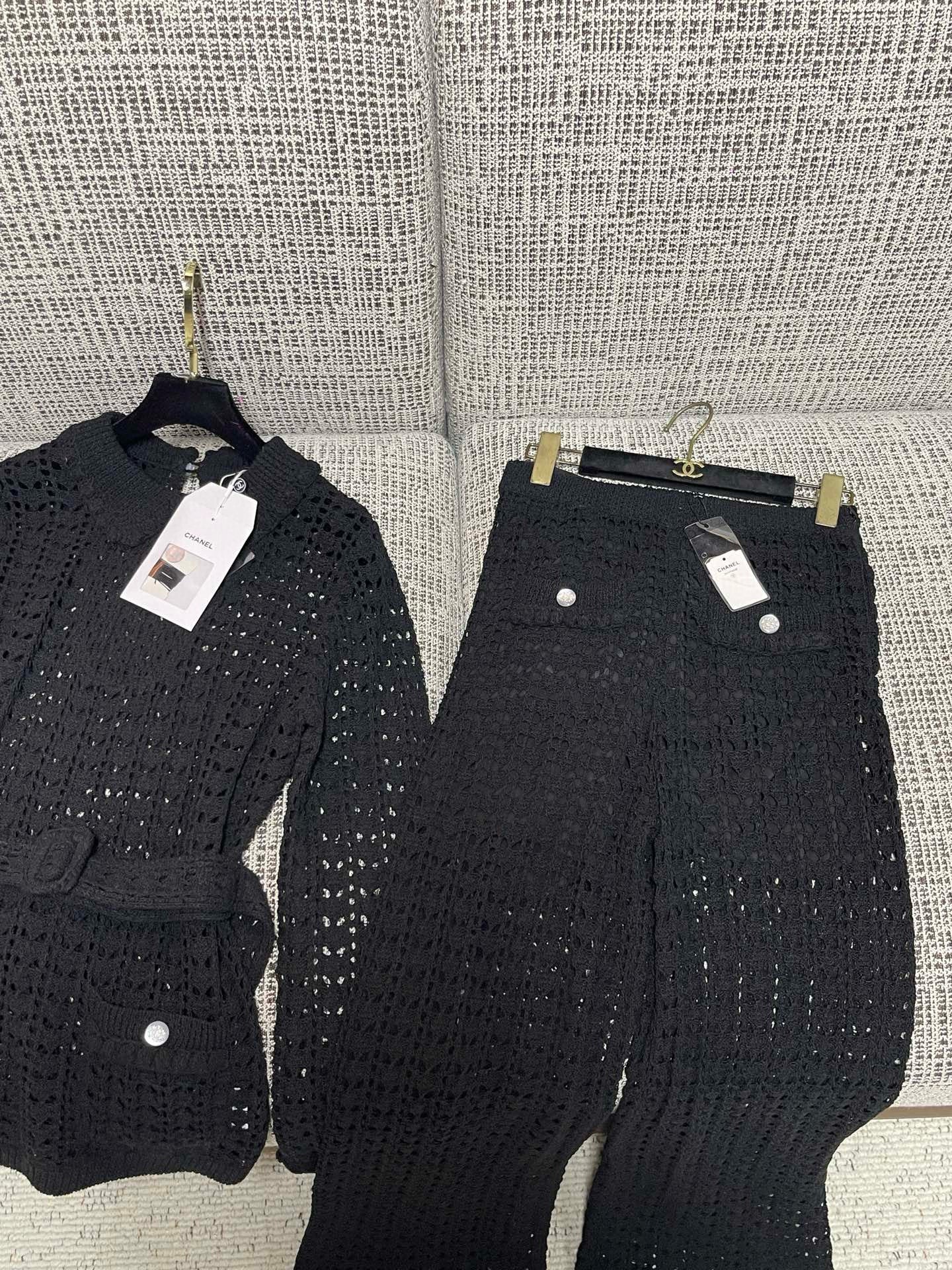 Chanel Crochet Knit Jacket & Pants Set