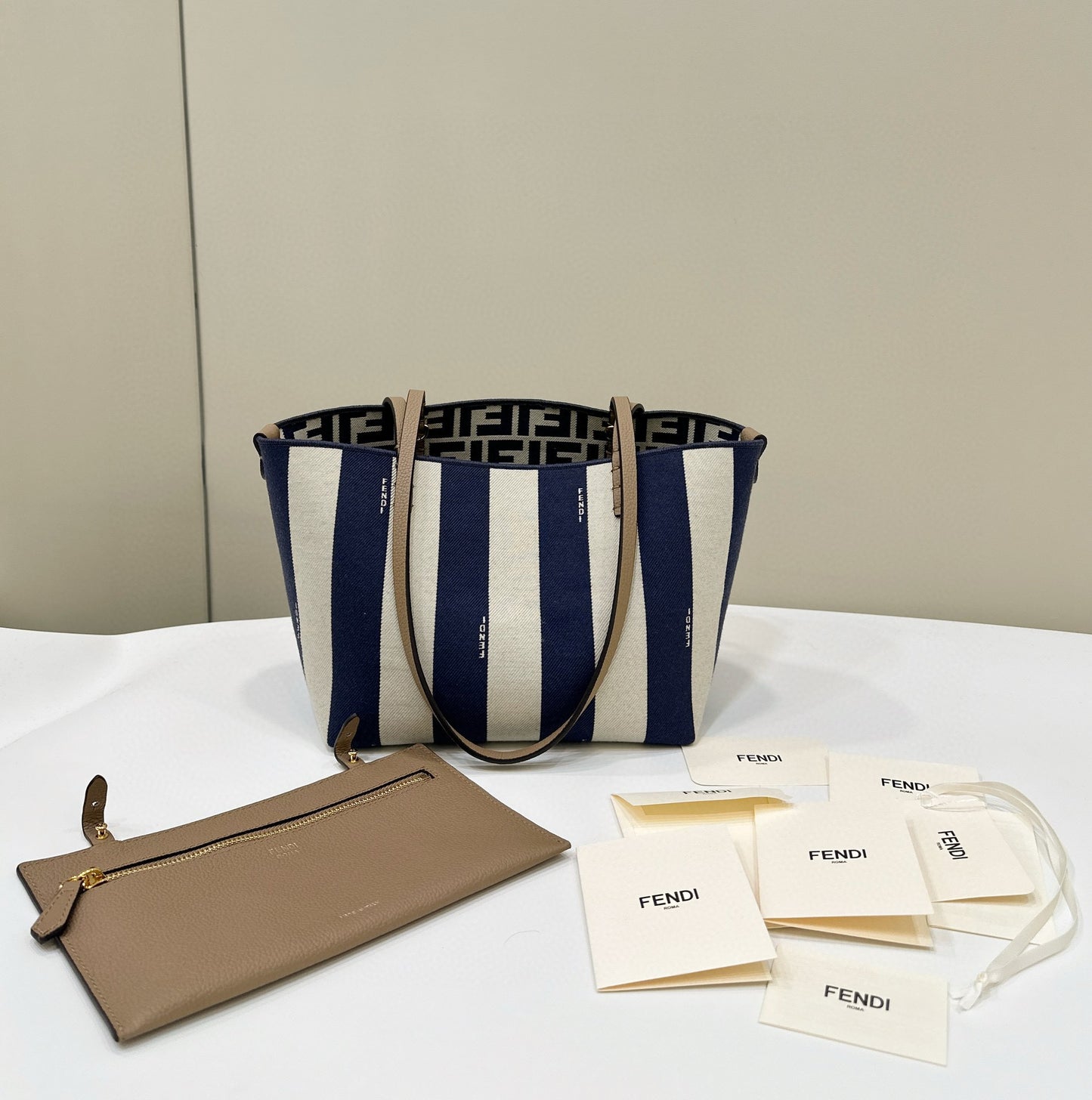 Fendi Pequin Roll Tote Bag (Medium)