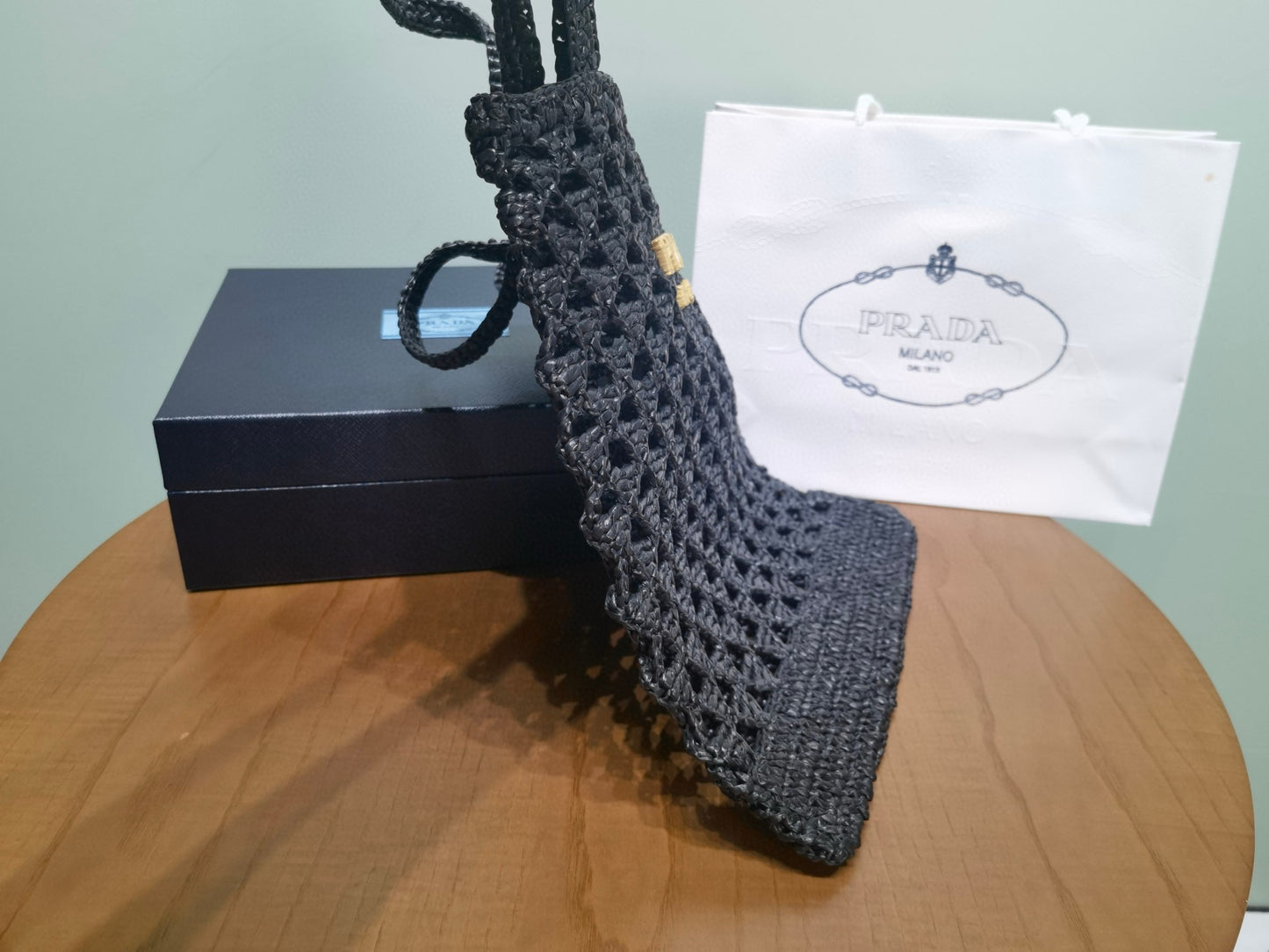 PD Raffia Crochet Tote Bag