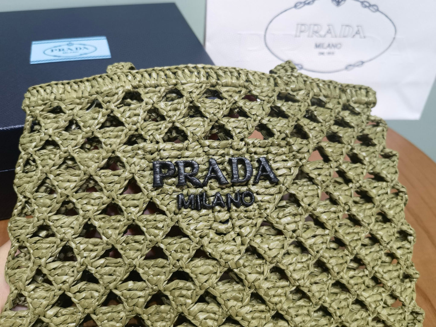 PD Raffia Crochet Tote Bag