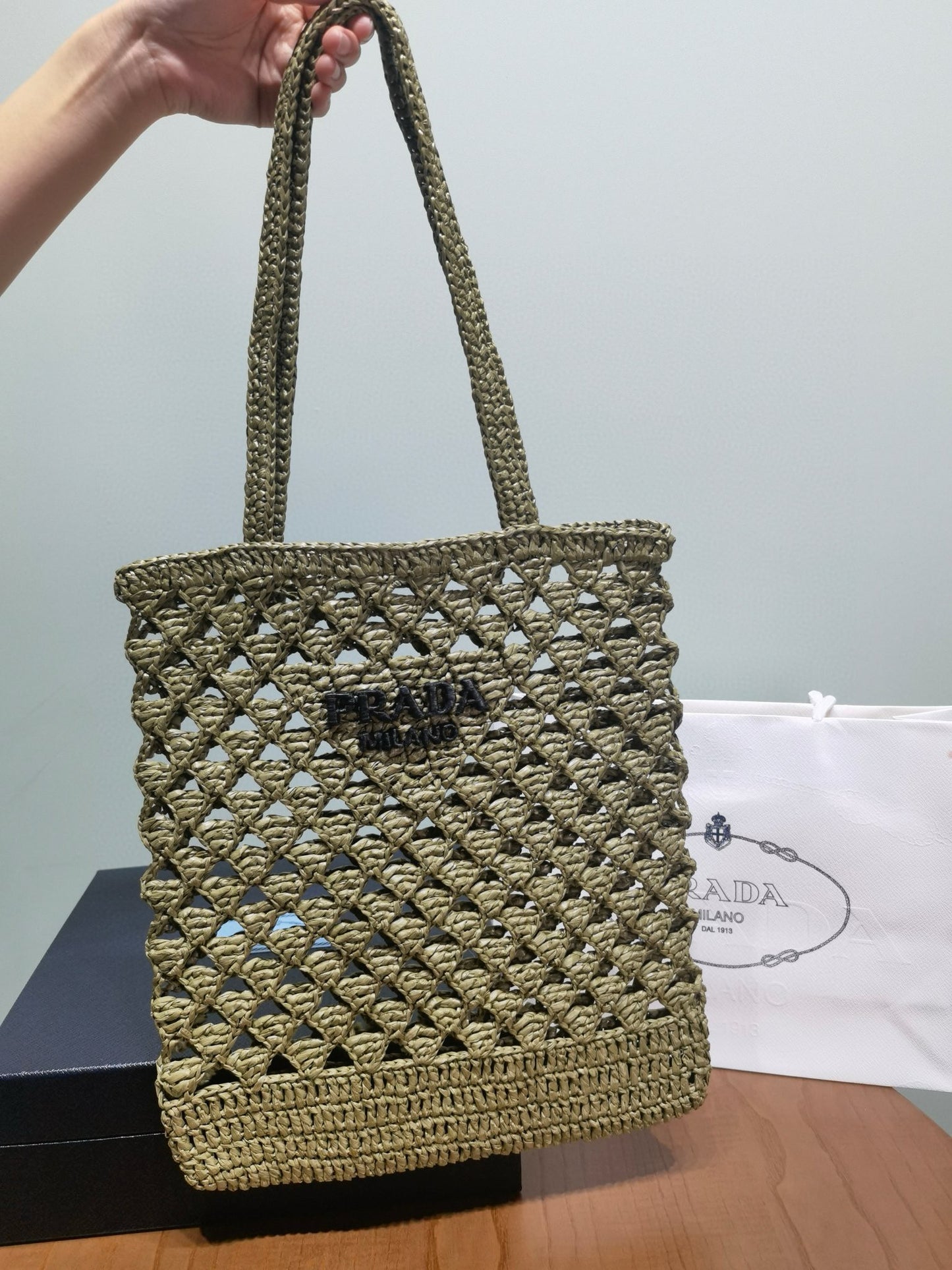 PD Raffia Crochet Tote Bag