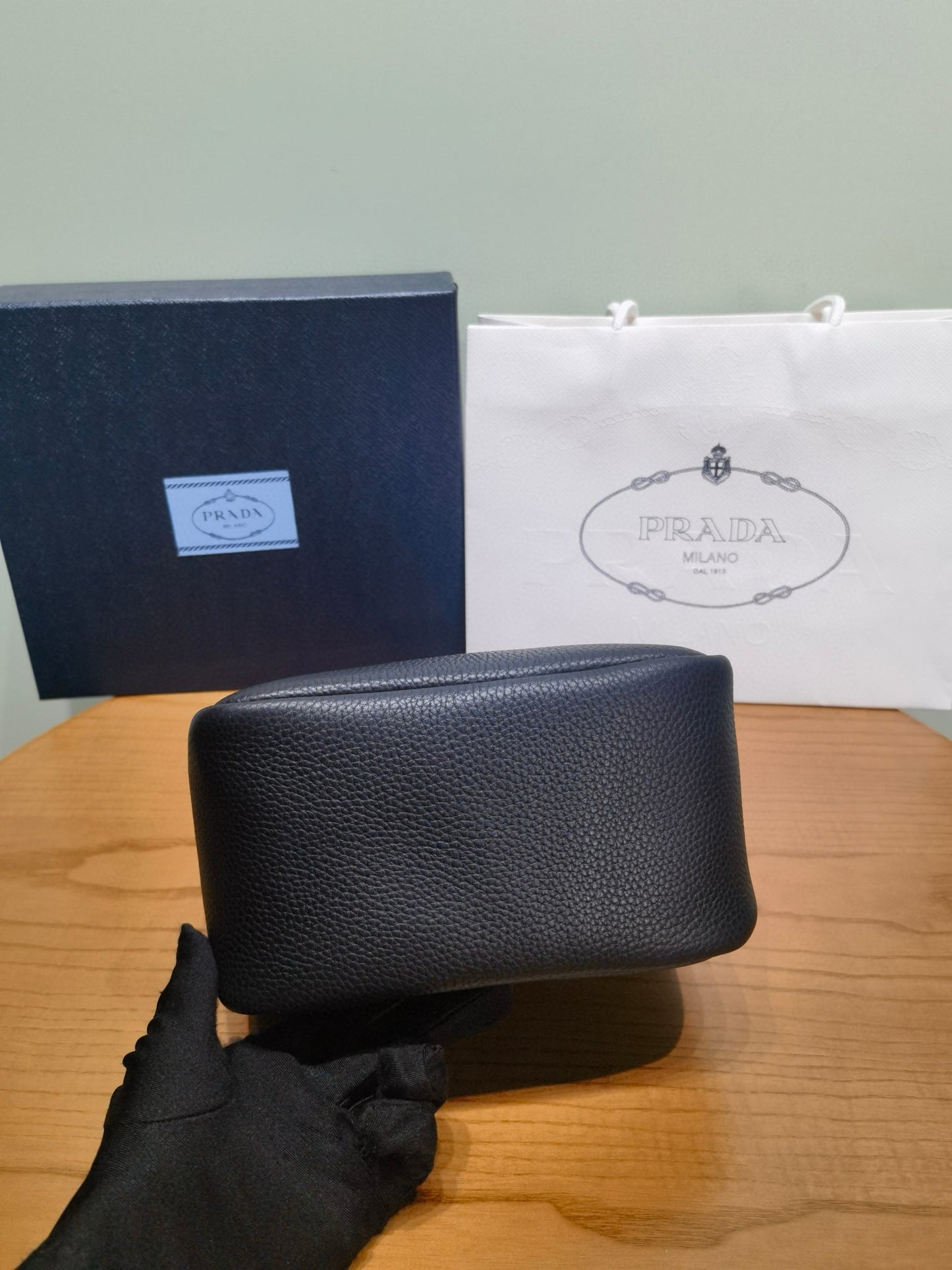 PD Small Leather Tote Bag 19.5x18x9cm