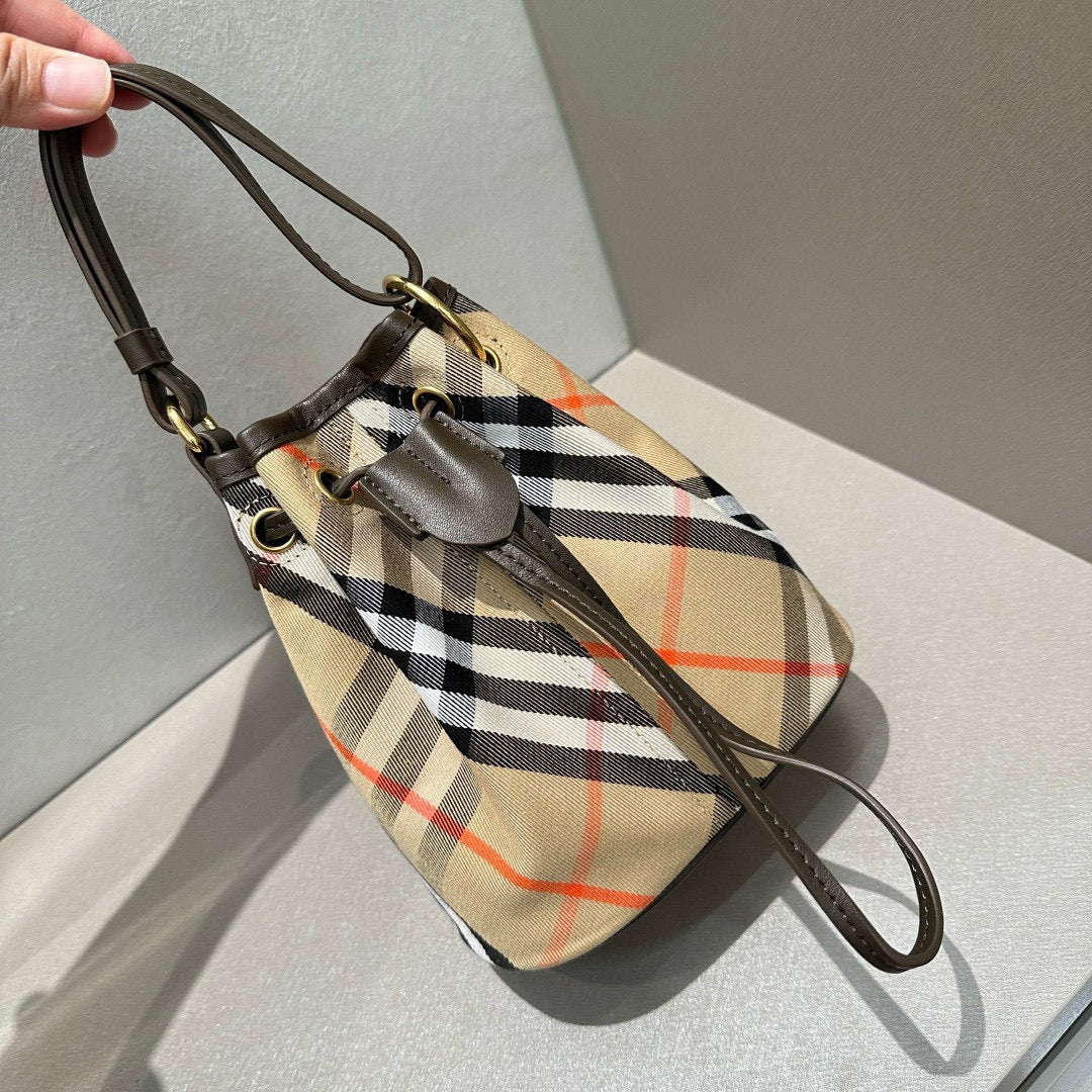Burberry Check Cotton Mini Bucket Bag