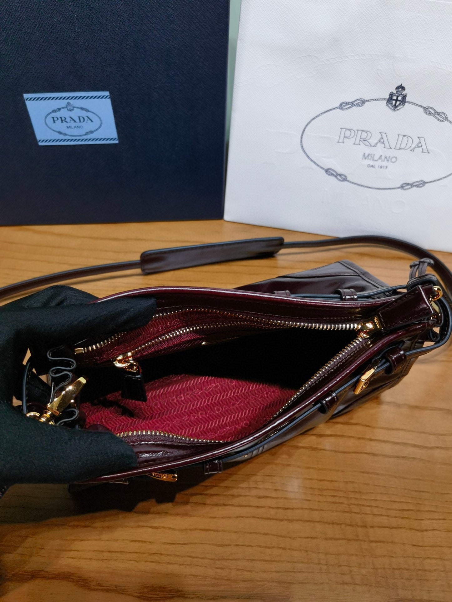 Prada Soft Lux Cross Body Bag 26x14x12cm