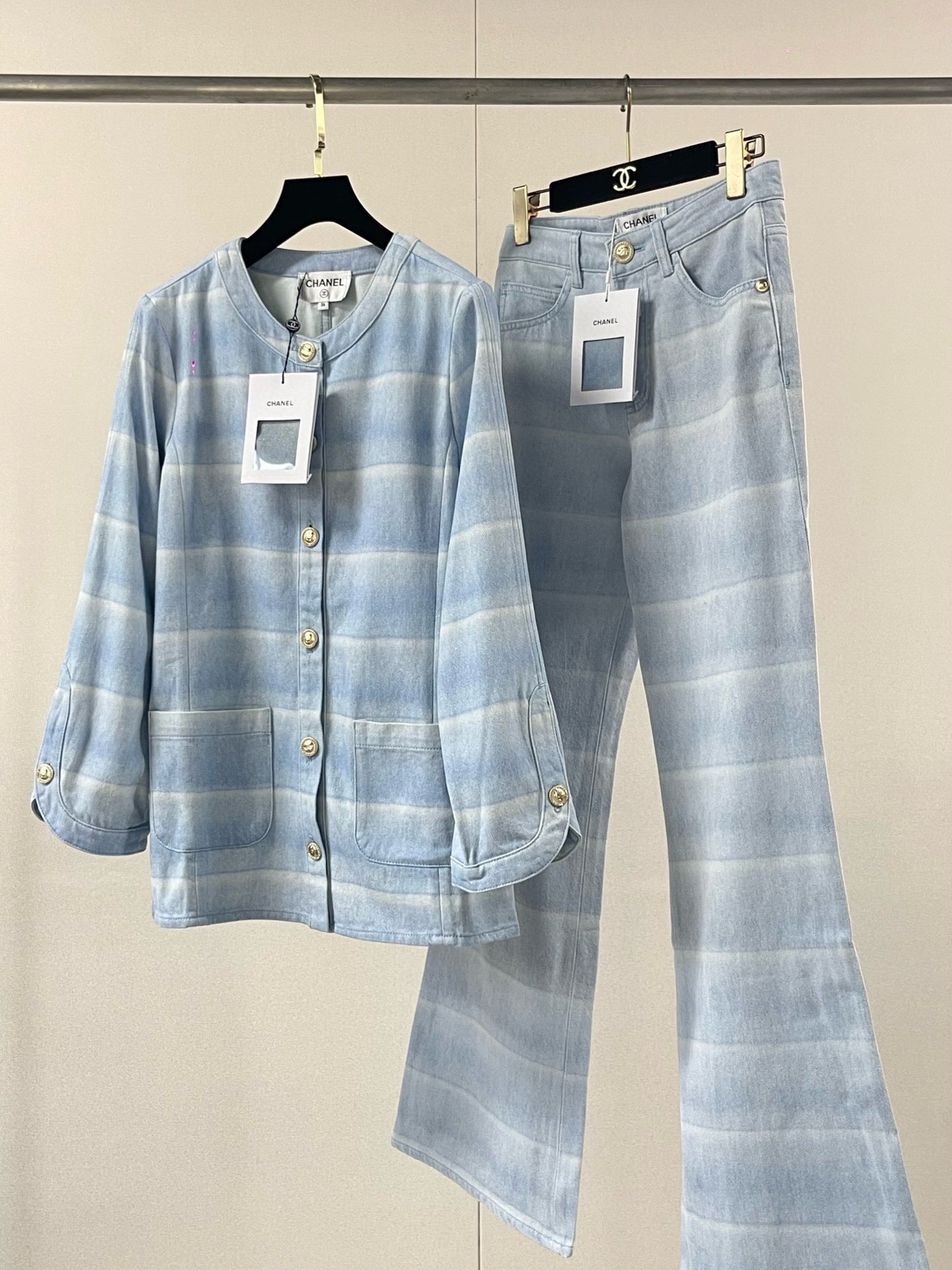 Chanel Denim Jacket With Pants Set