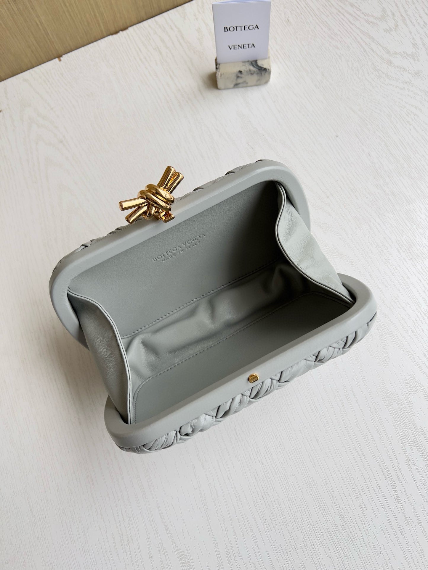 BV Plisse Knot Clutch Bag