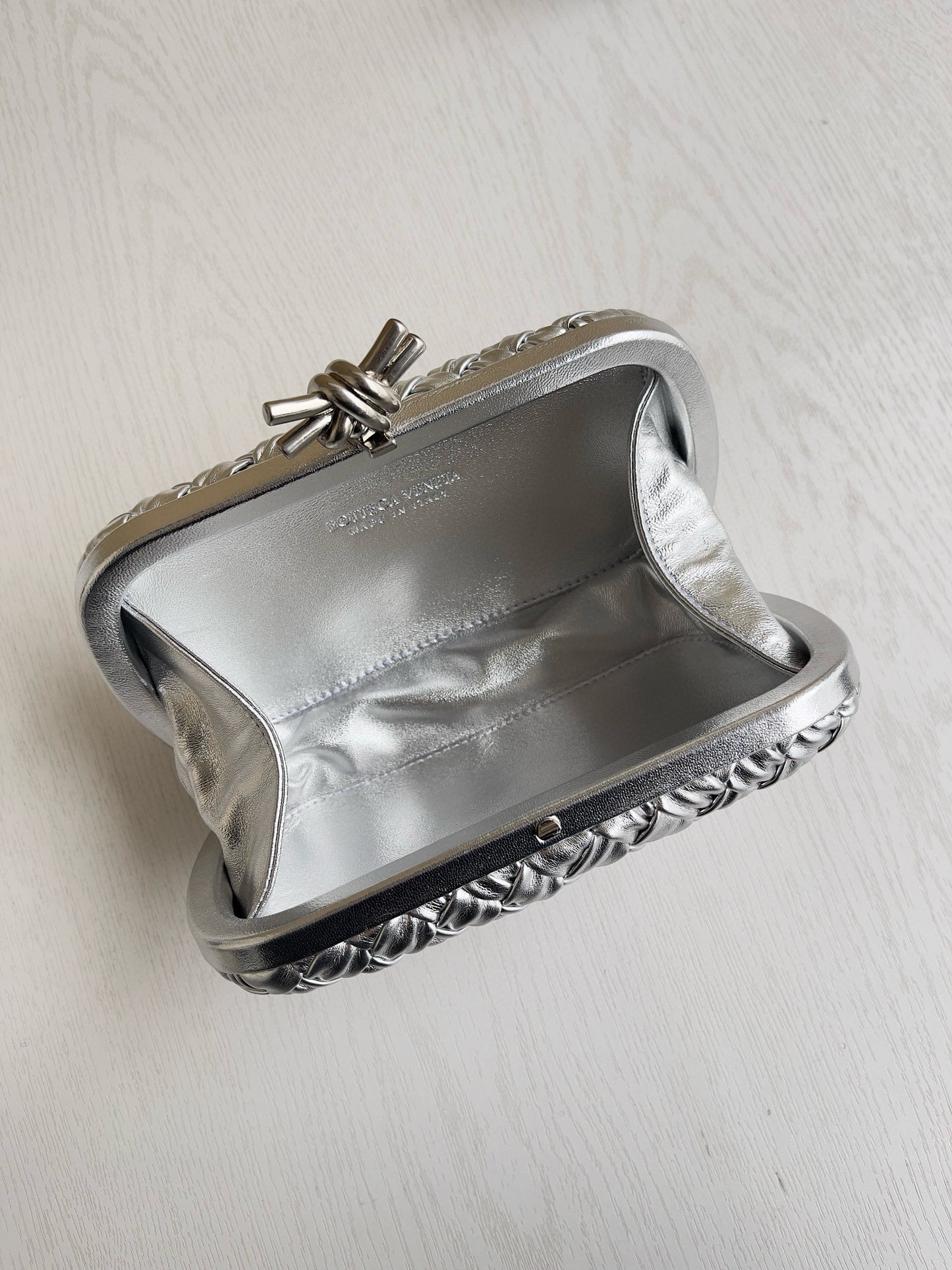 BV Plisse Knot Clutch Bag