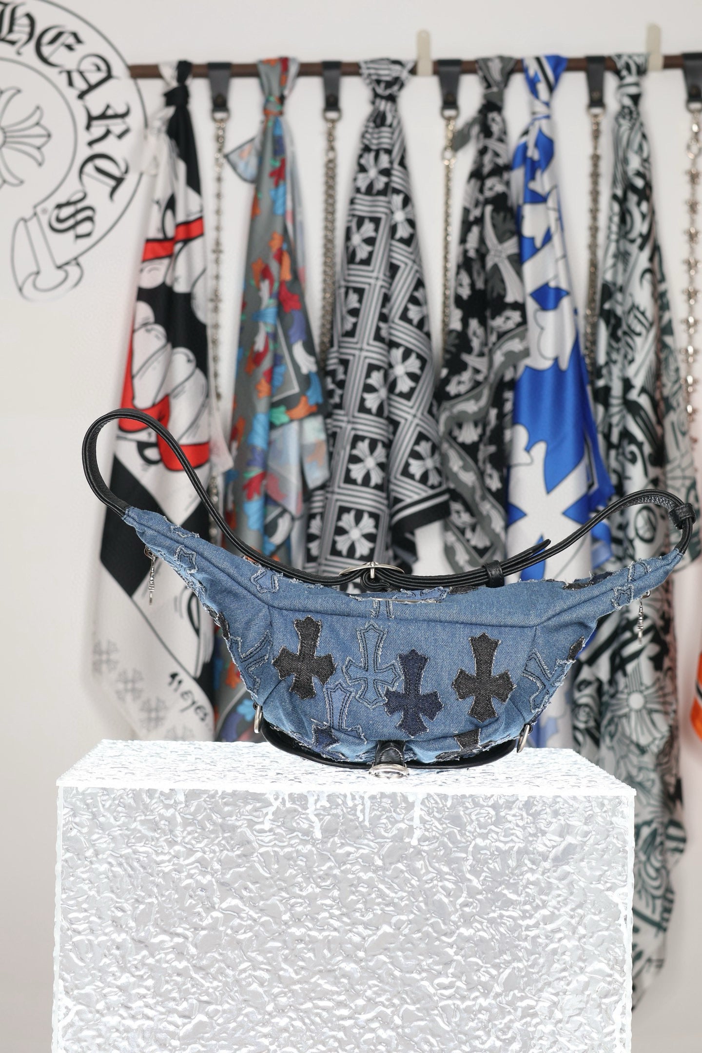 CH Denim Cross Patch Belt Bag