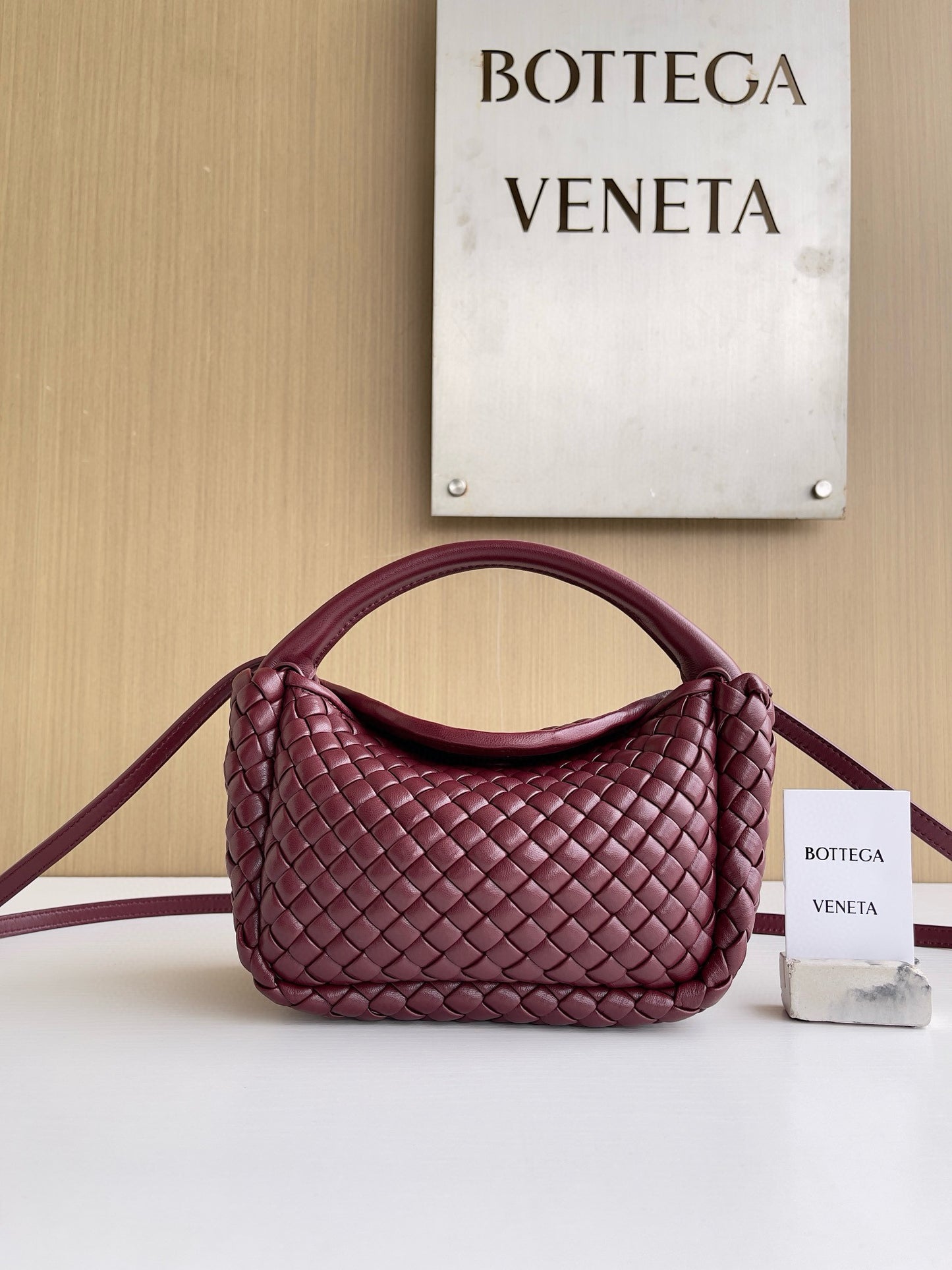 BV Burgundy Cobble Top-Handle Bag