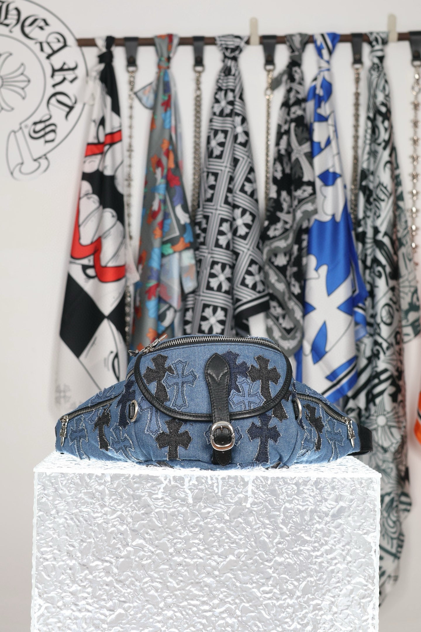 CH Denim Cross Patch Belt Bag