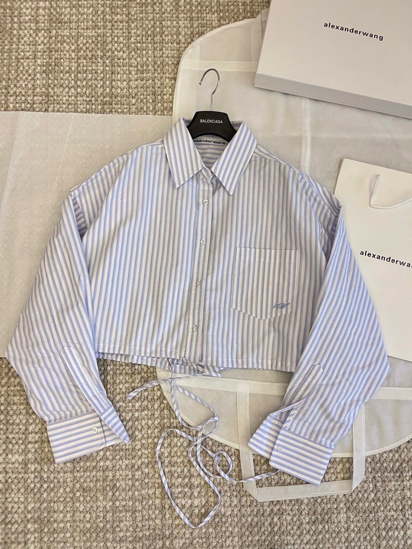 Alexander Wang Striped Cropped Shirt