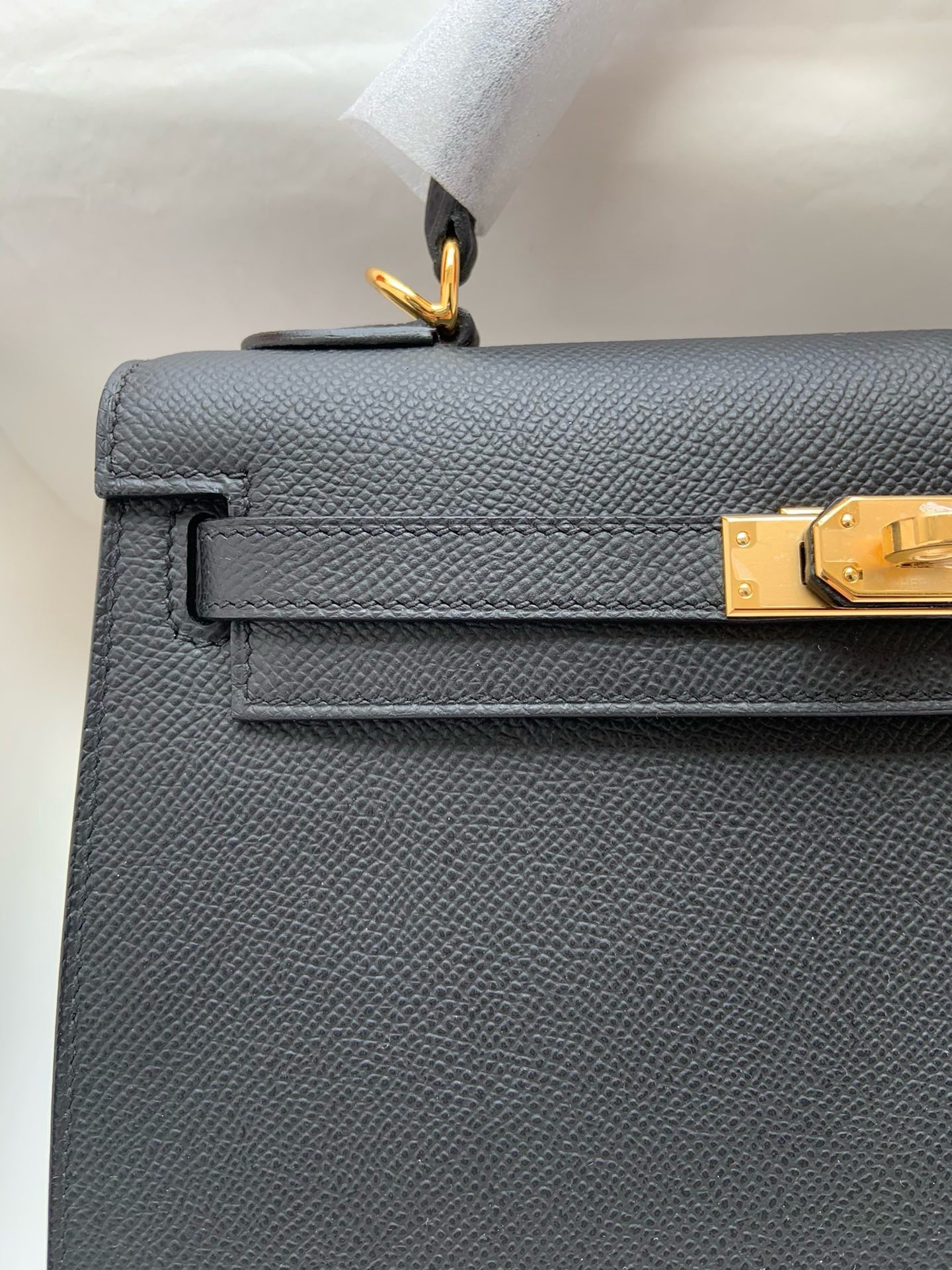 Hermes Kelly, 25cm, Noir, Epsom