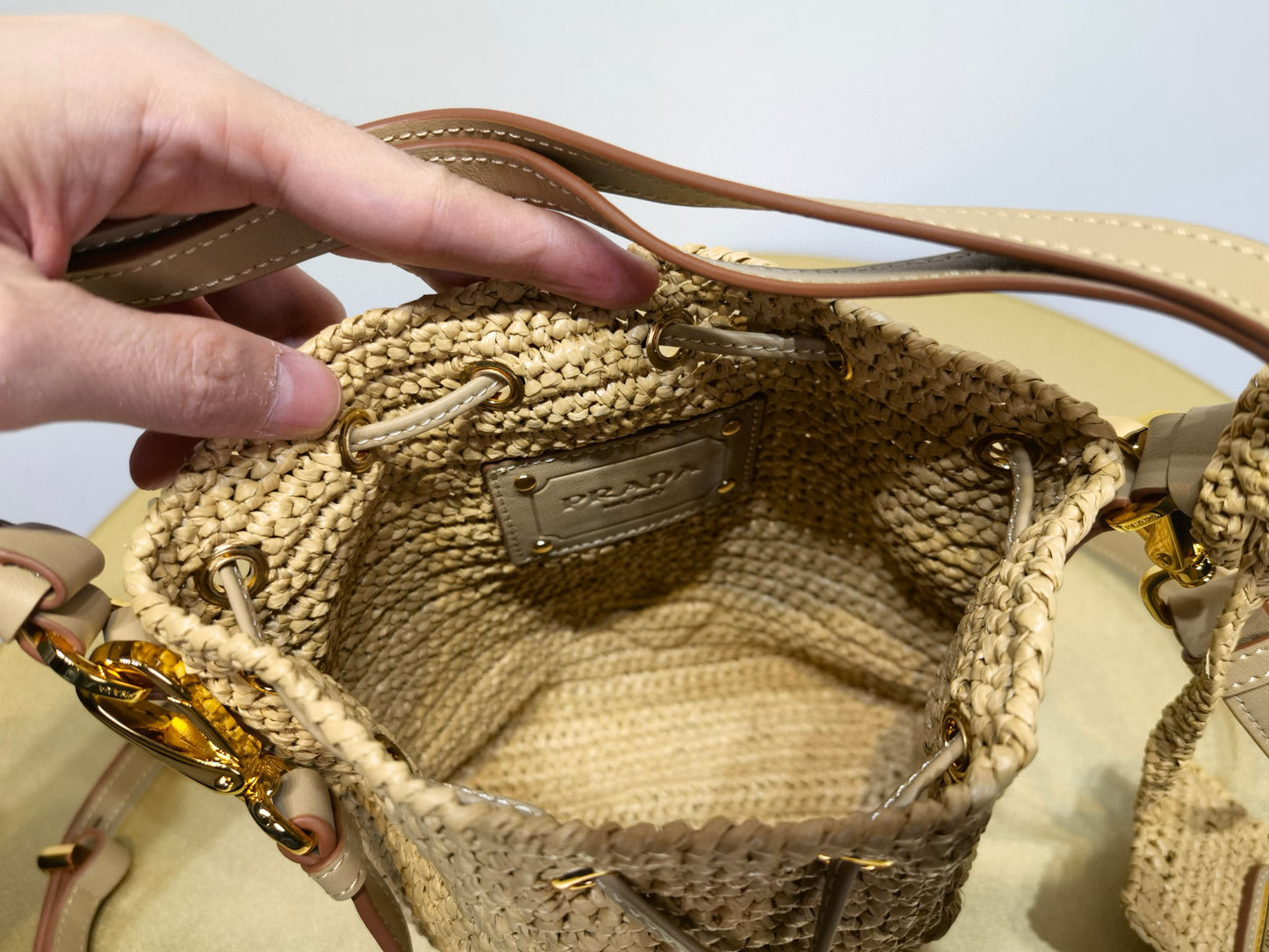 PD Raffia Bucket Bag