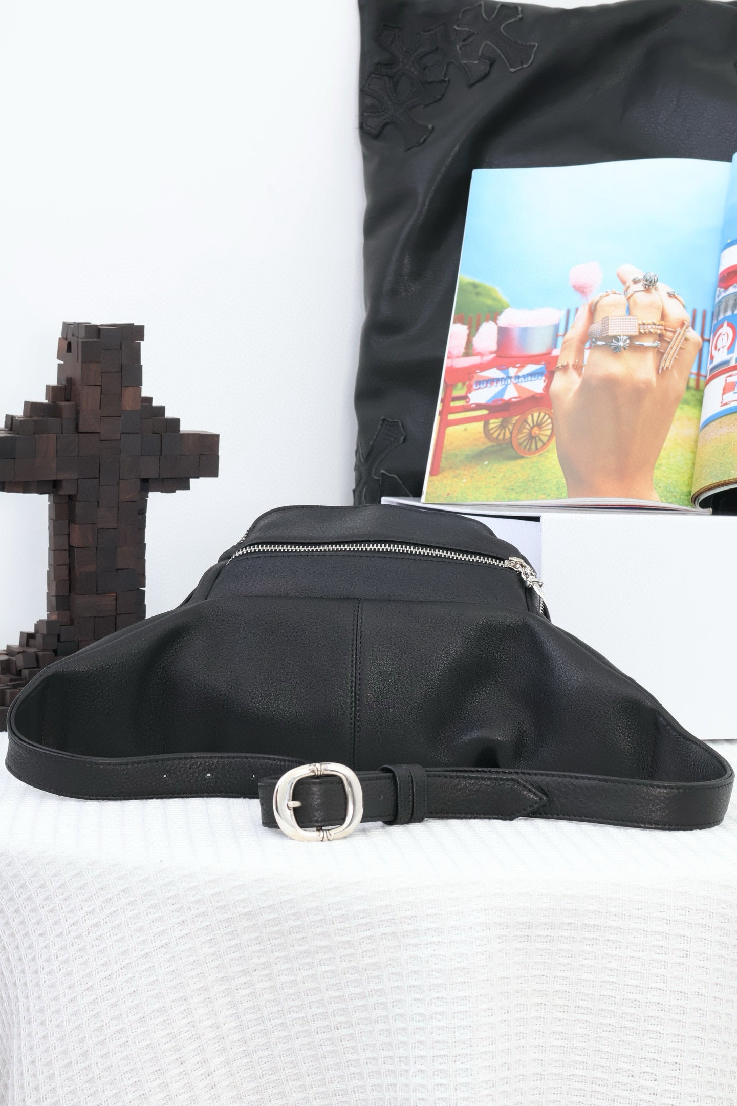 CH Black Leather Snat Pack Waist Bag