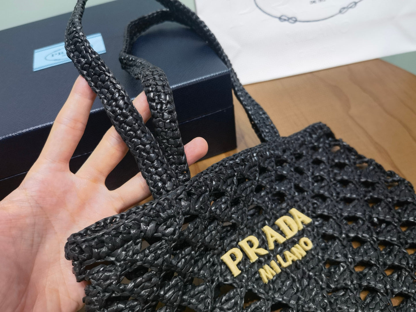 PD Raffia Crochet Tote Bag