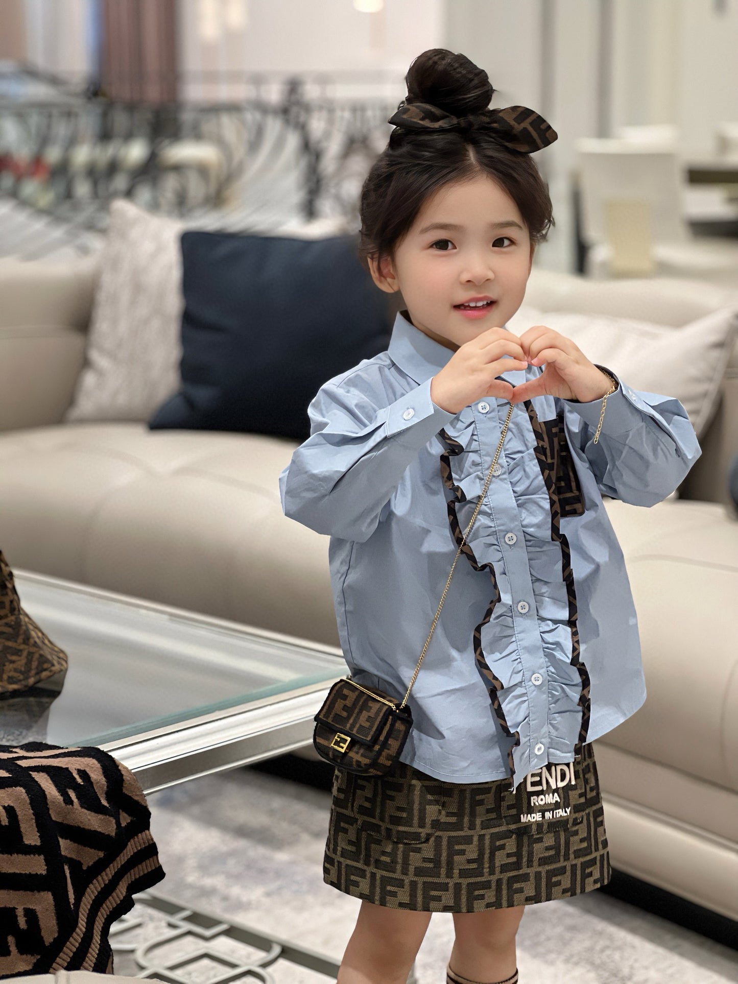 Fendi Long Sleeve Polo/Skirt Set