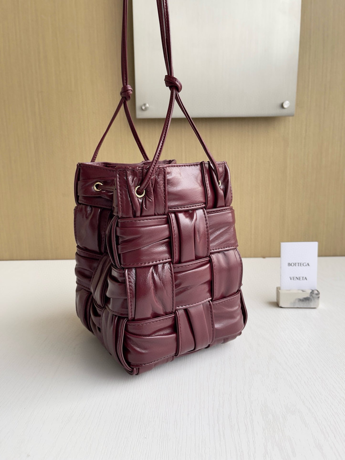 BV Mini Cassette Drawstring Bucket Bag